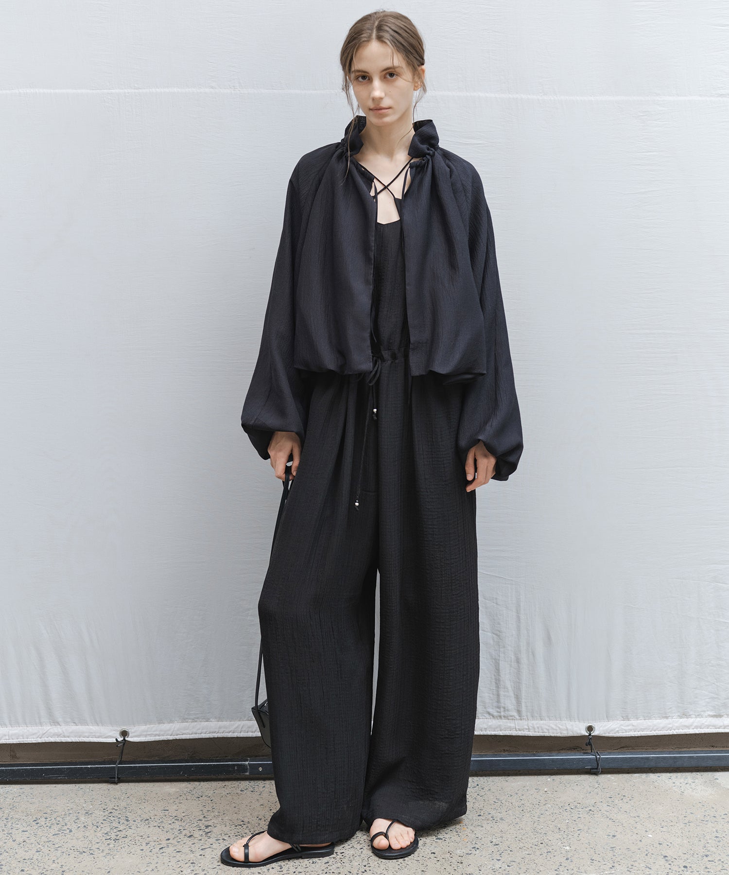 Sheer Gathered Neck Light Jacket