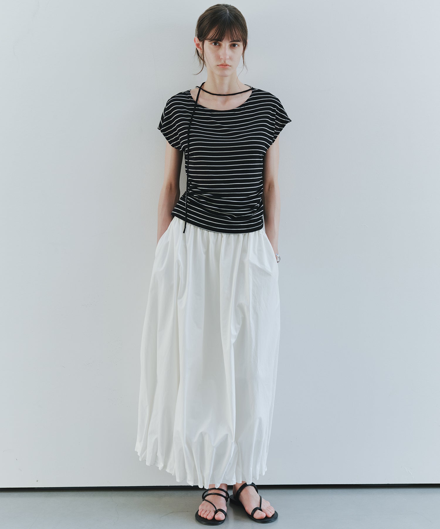 「7月上旬～中旬出荷」Tucked Balloon Hem Maxi Skirt
