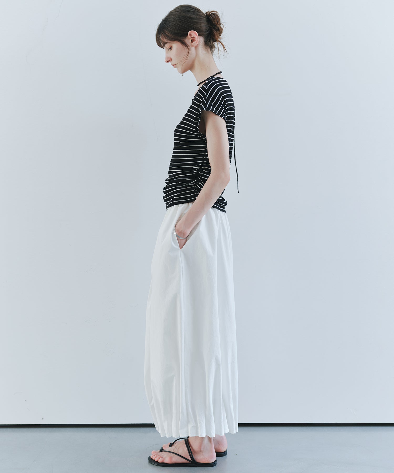 「7月上旬～中旬出荷」Tucked Balloon Hem Maxi Skirt