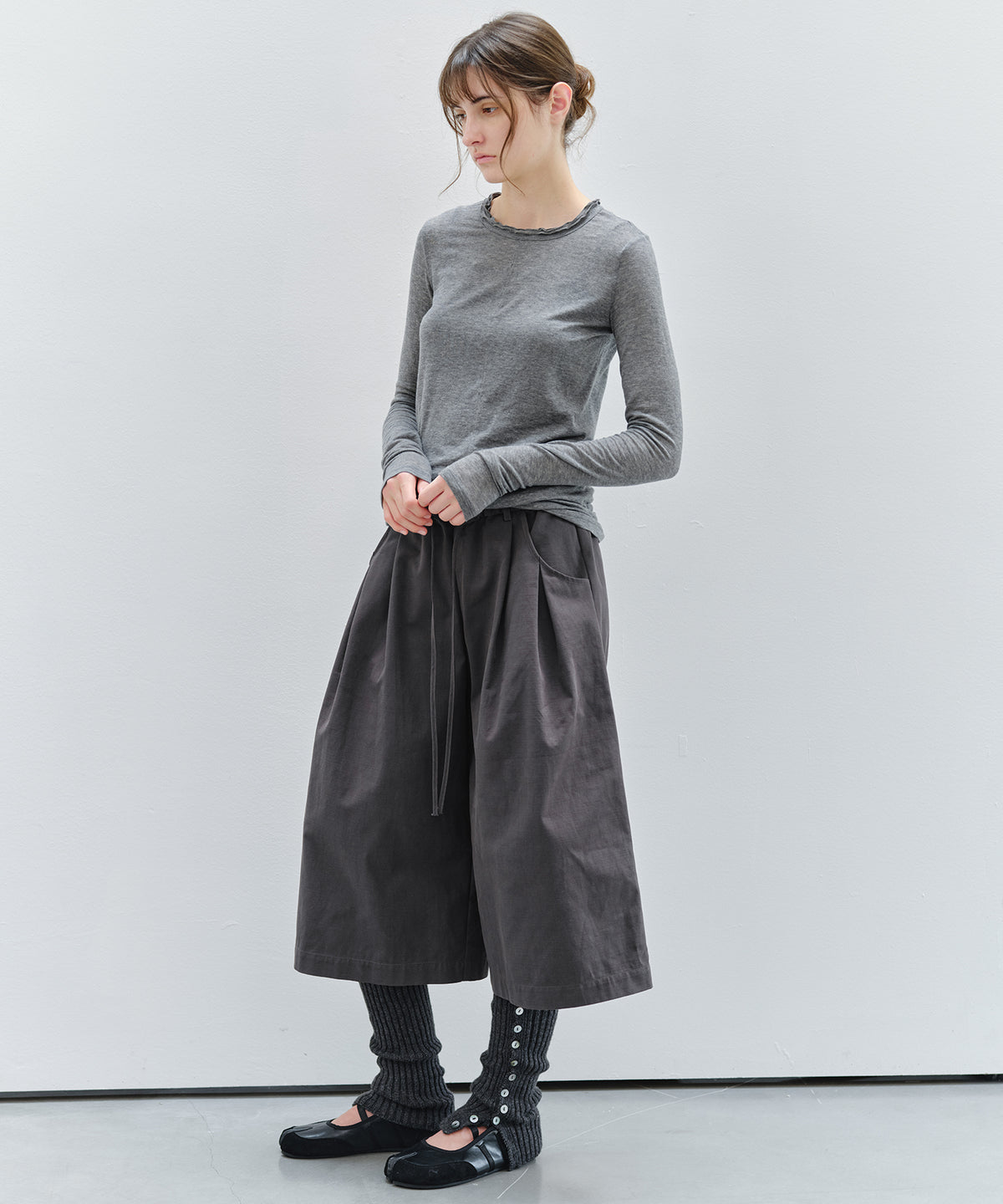 「9月下旬出荷予定」Drawstring Waist Wide Midi Pants