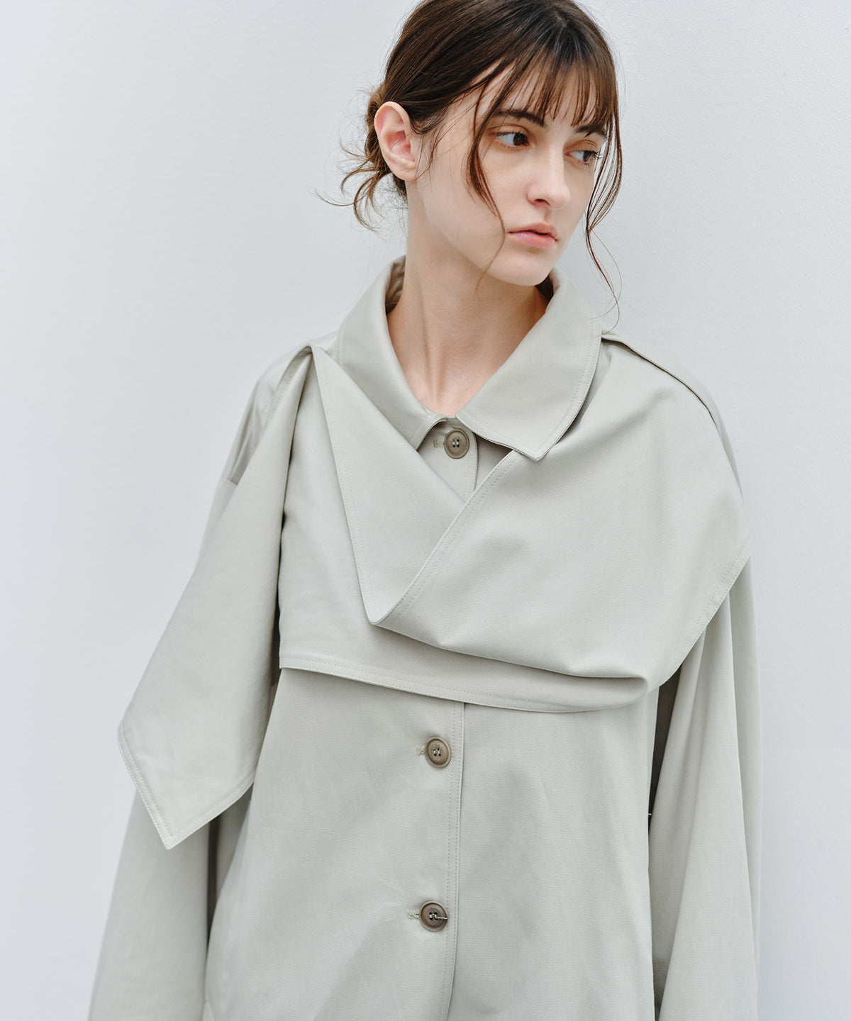 「9月下旬出荷予定」Detachable Scarf Belted Short Trench Coat