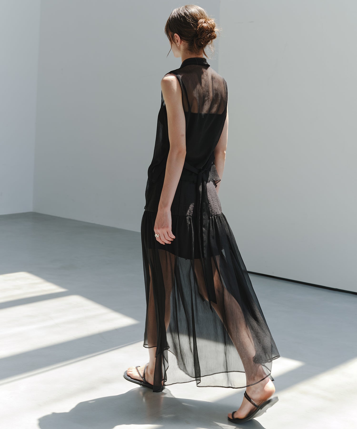 「8月中旬～下旬出荷」Sheer Layered Draped Long Skirt
