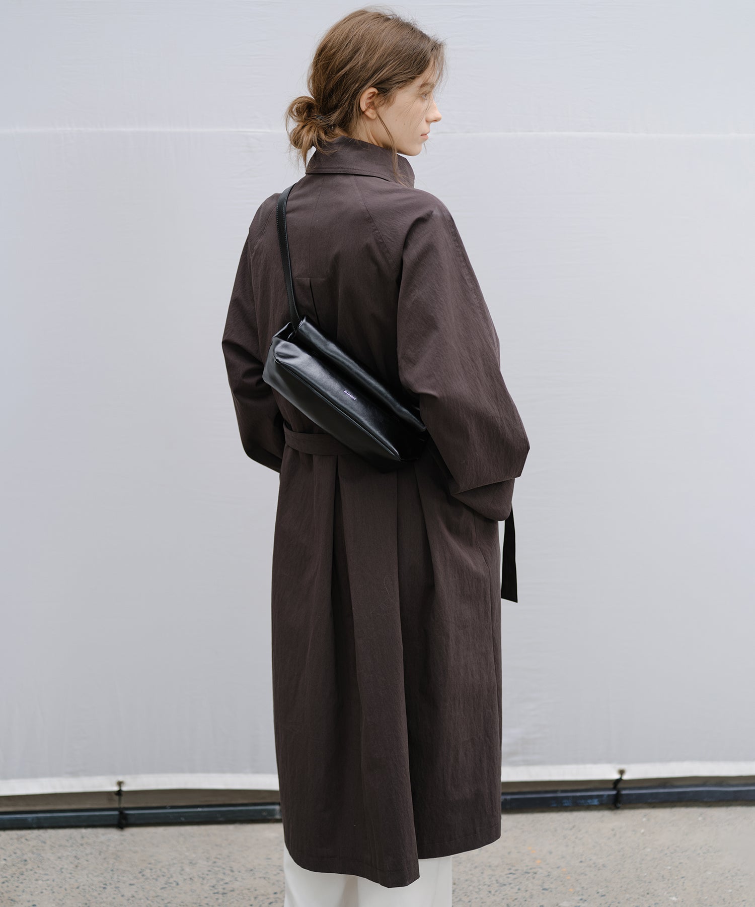 Wrap Collar Belted Long Trench Coat