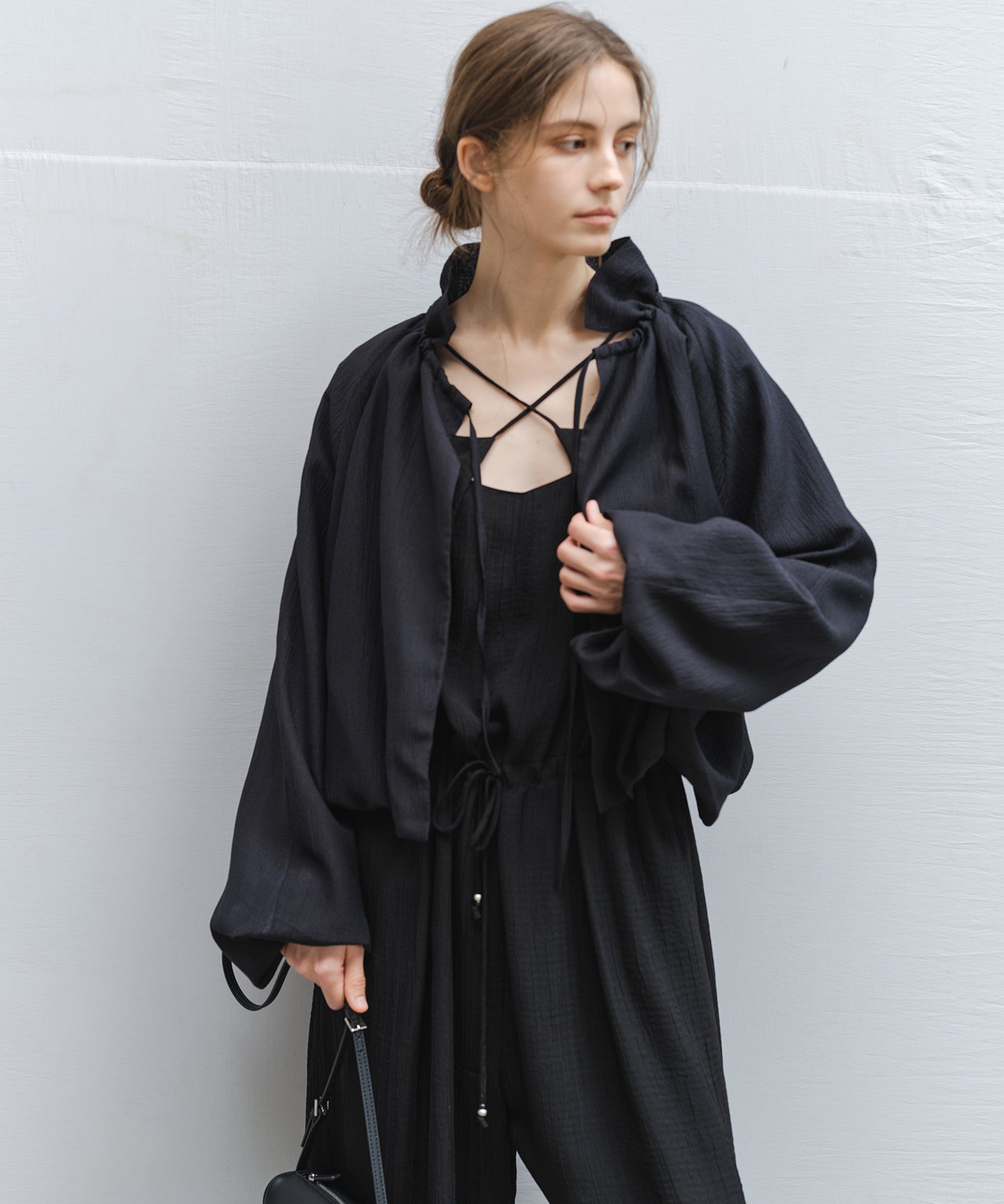 Sheer Gathered Neck Light Jacket