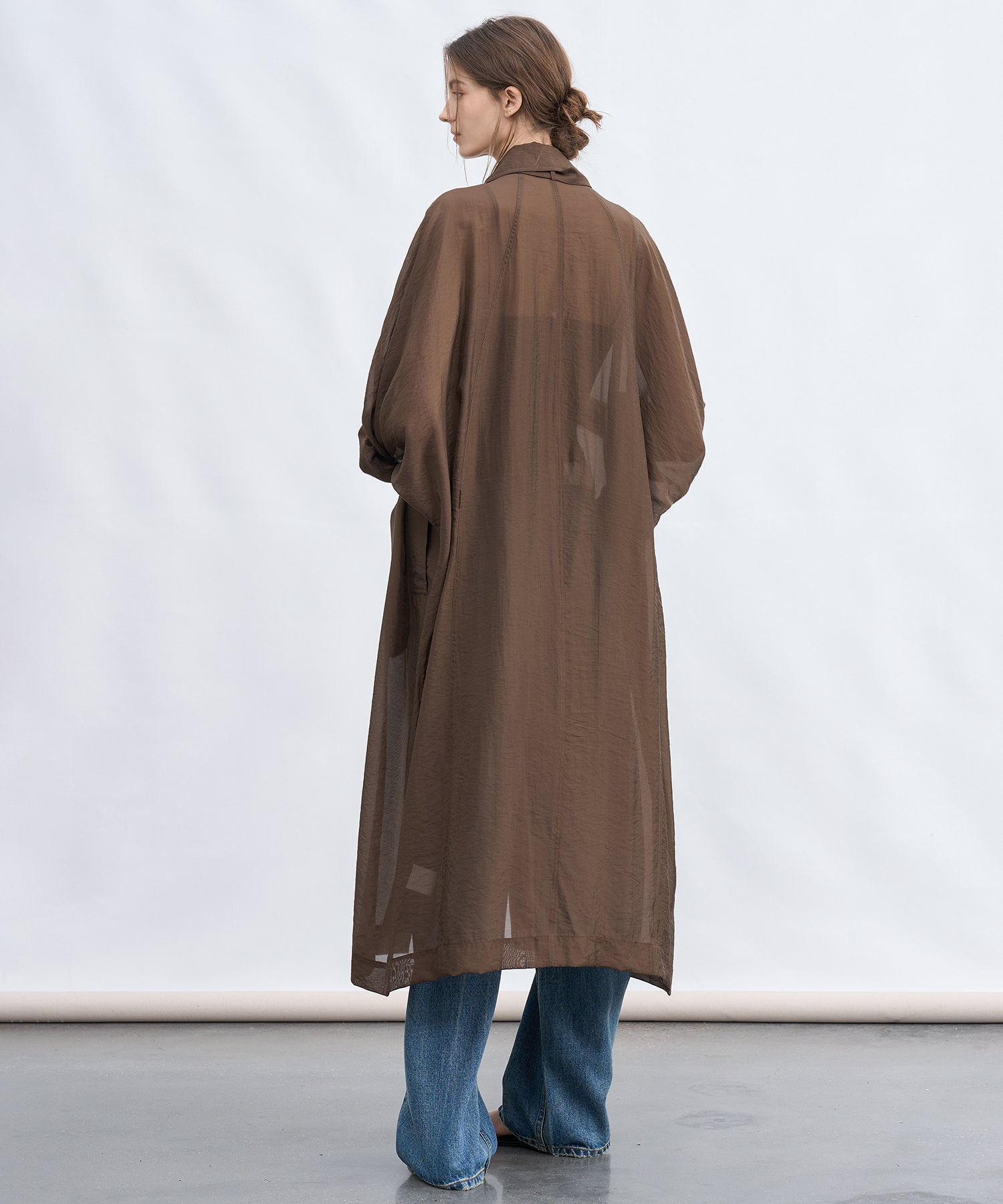 Silk Blend Sheer Long Coat