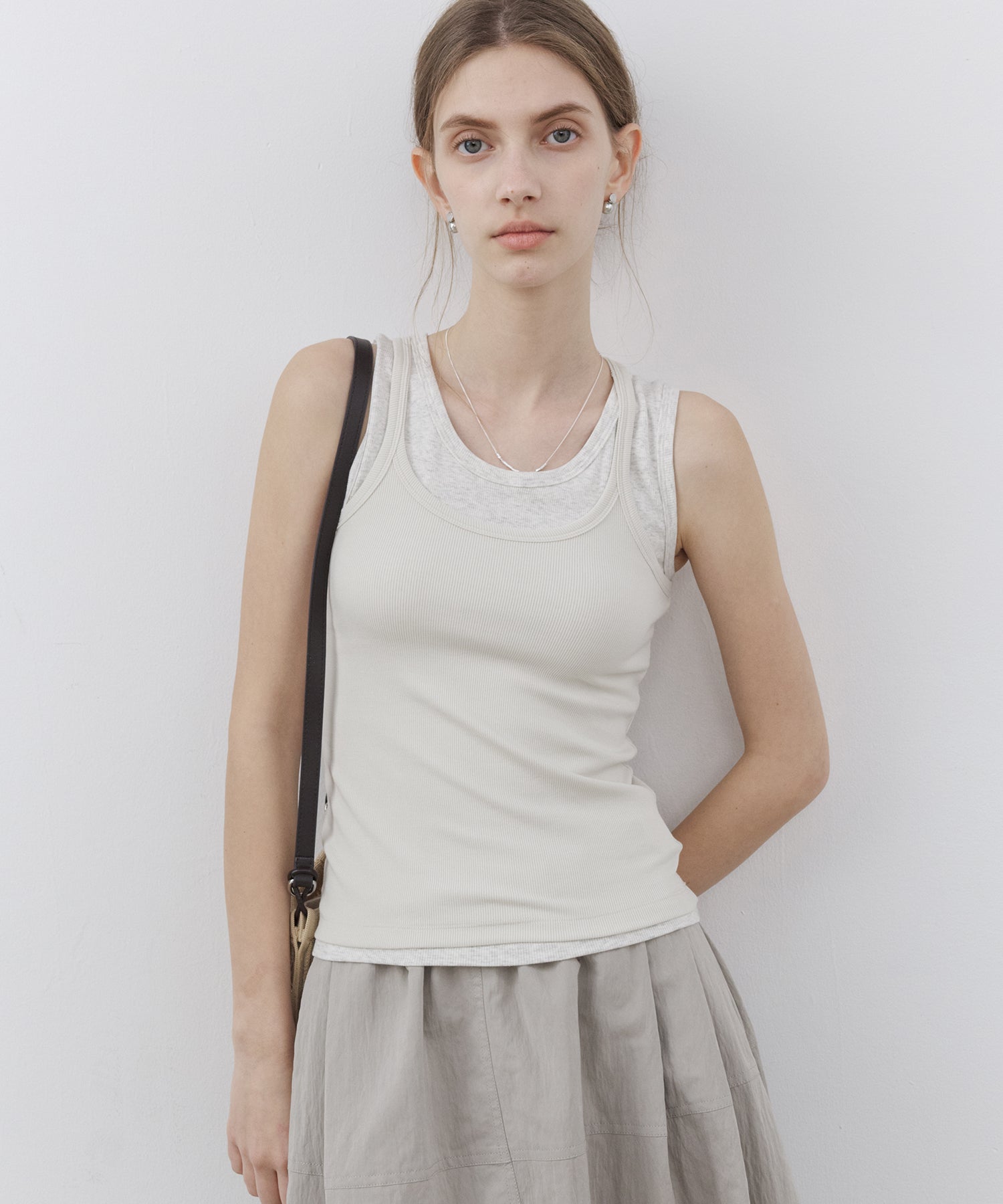 Stretch Ribbed U-Neck Tank Top