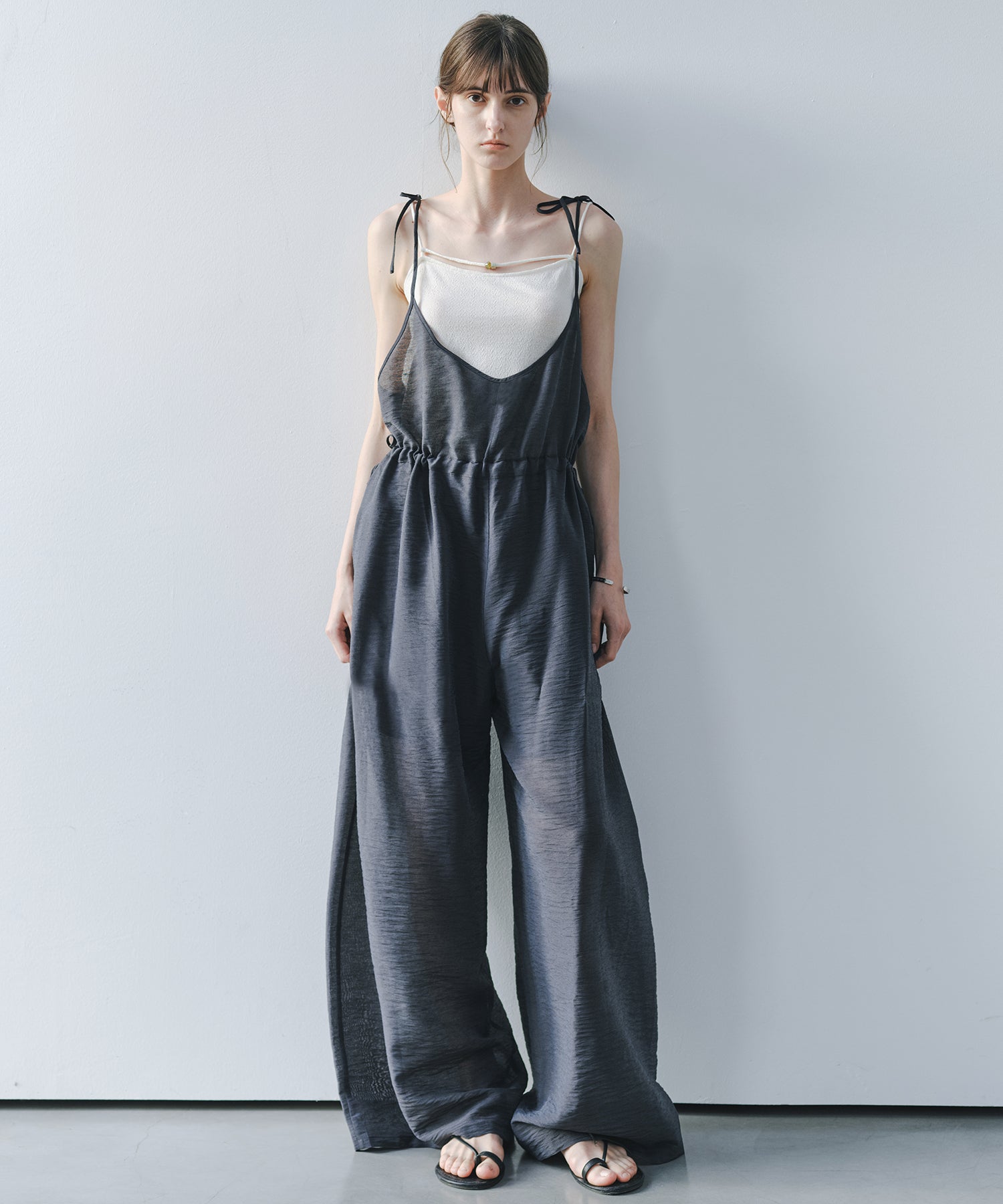 「7月中旬～下旬出荷」Multi-Way Linen Blend Wide Jumpsuit