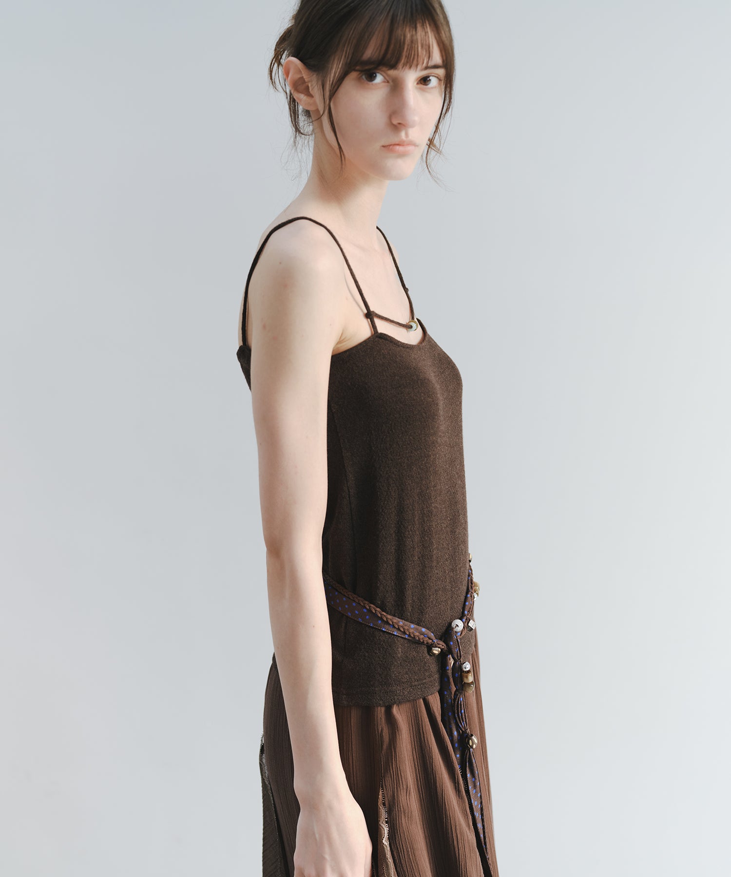 「8月中旬～下旬出荷」Wool Silk Beaded Strap Camisole