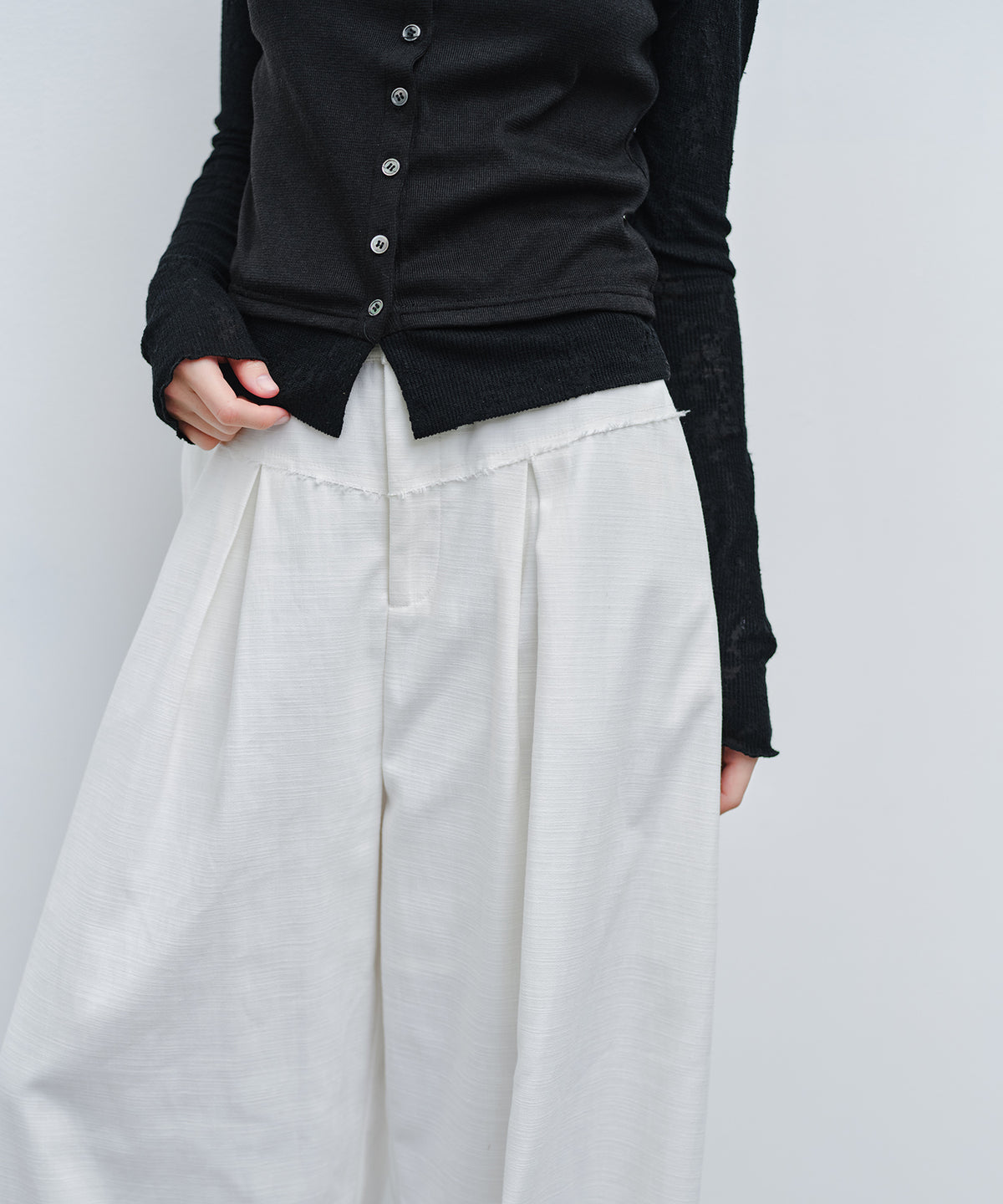「9月下旬出荷予定」Paneled Drawstring Wide Pants