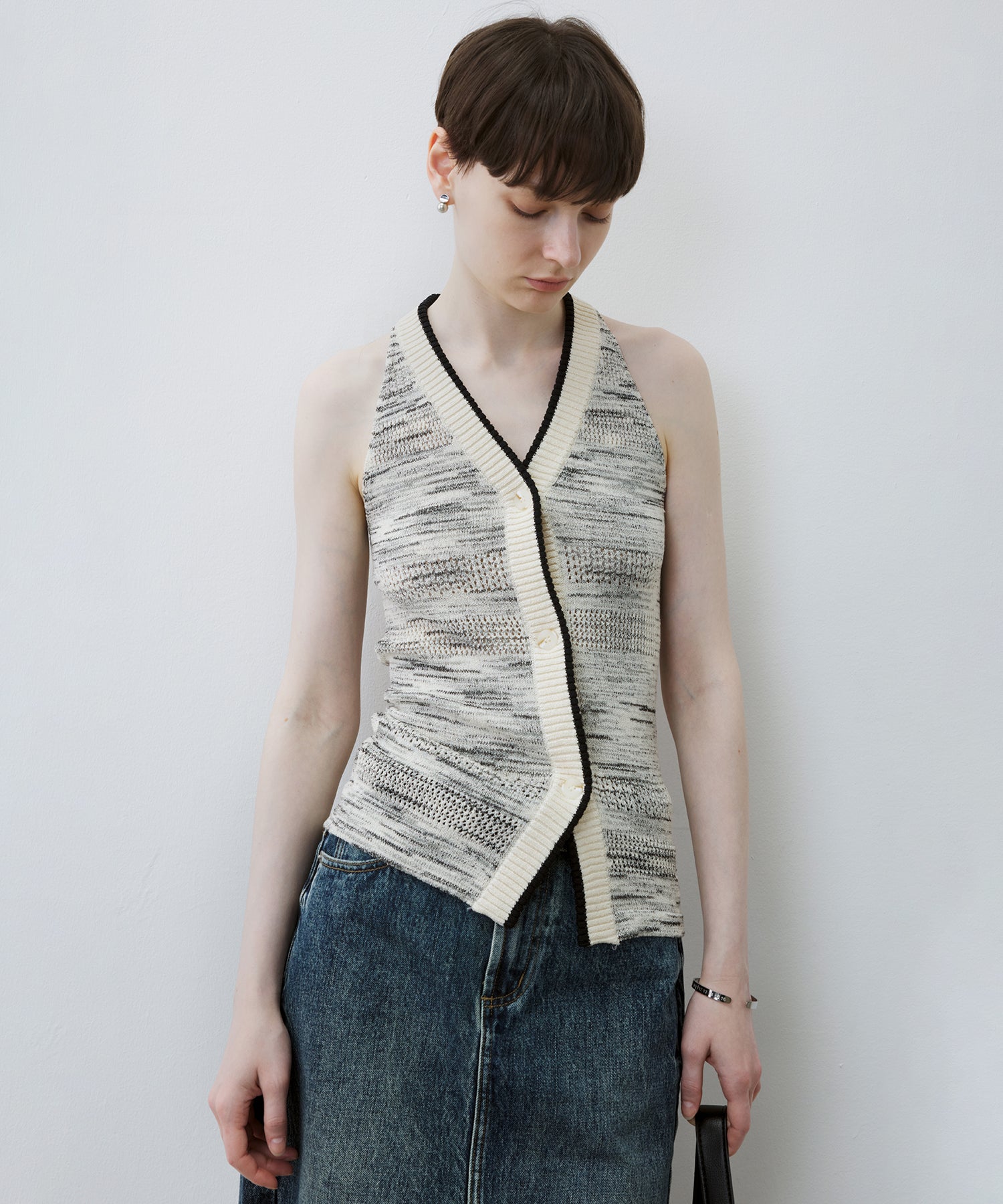 Melange Halter Knit Top