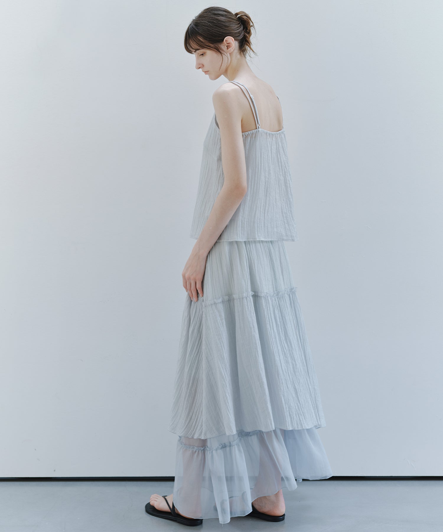 「7月上旬～中旬出荷」Sheer Panel Tiered Flare Skirt