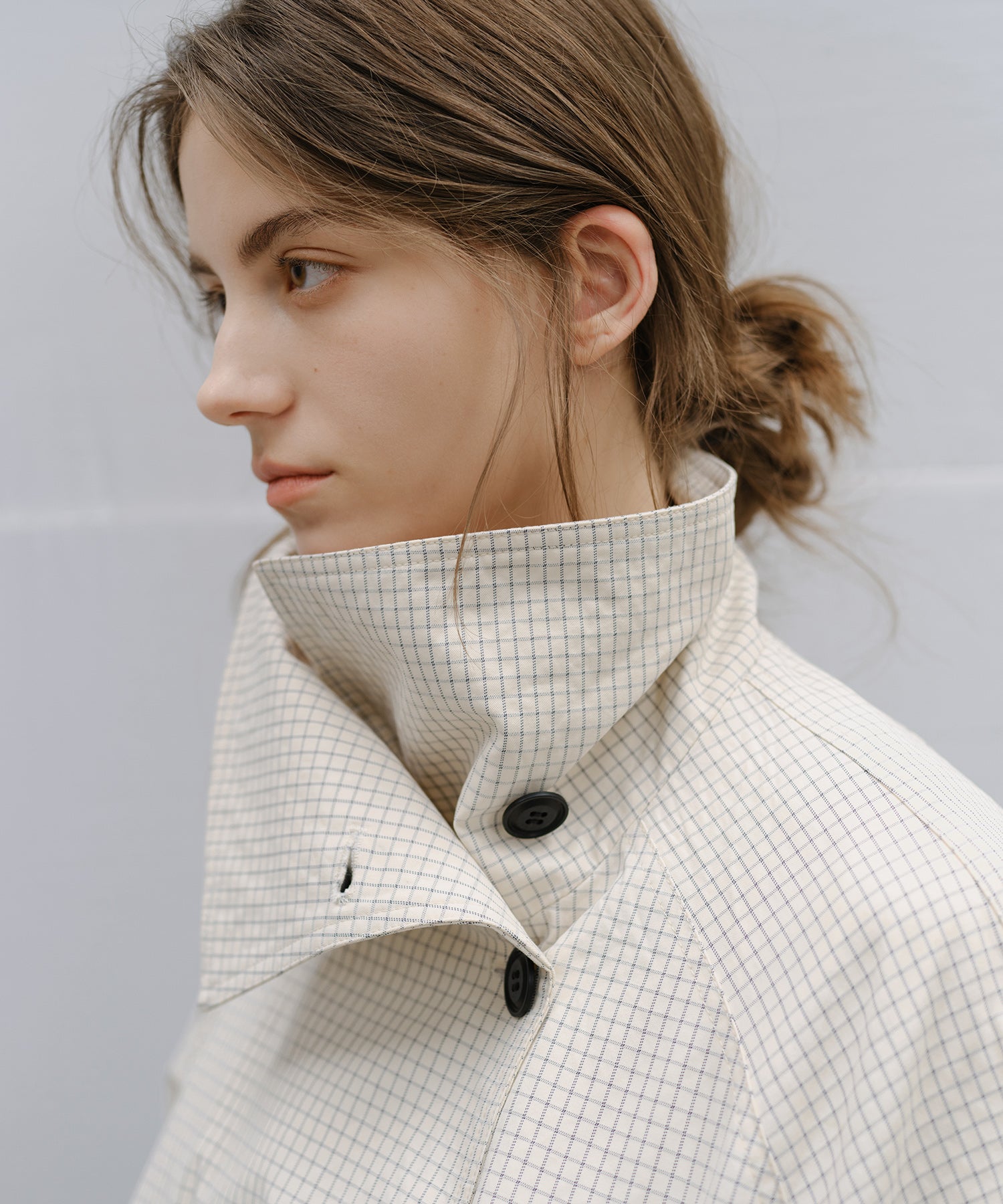 「2월 하순~3월 상순 출하」Double-Breasted Check Cropped Jacket