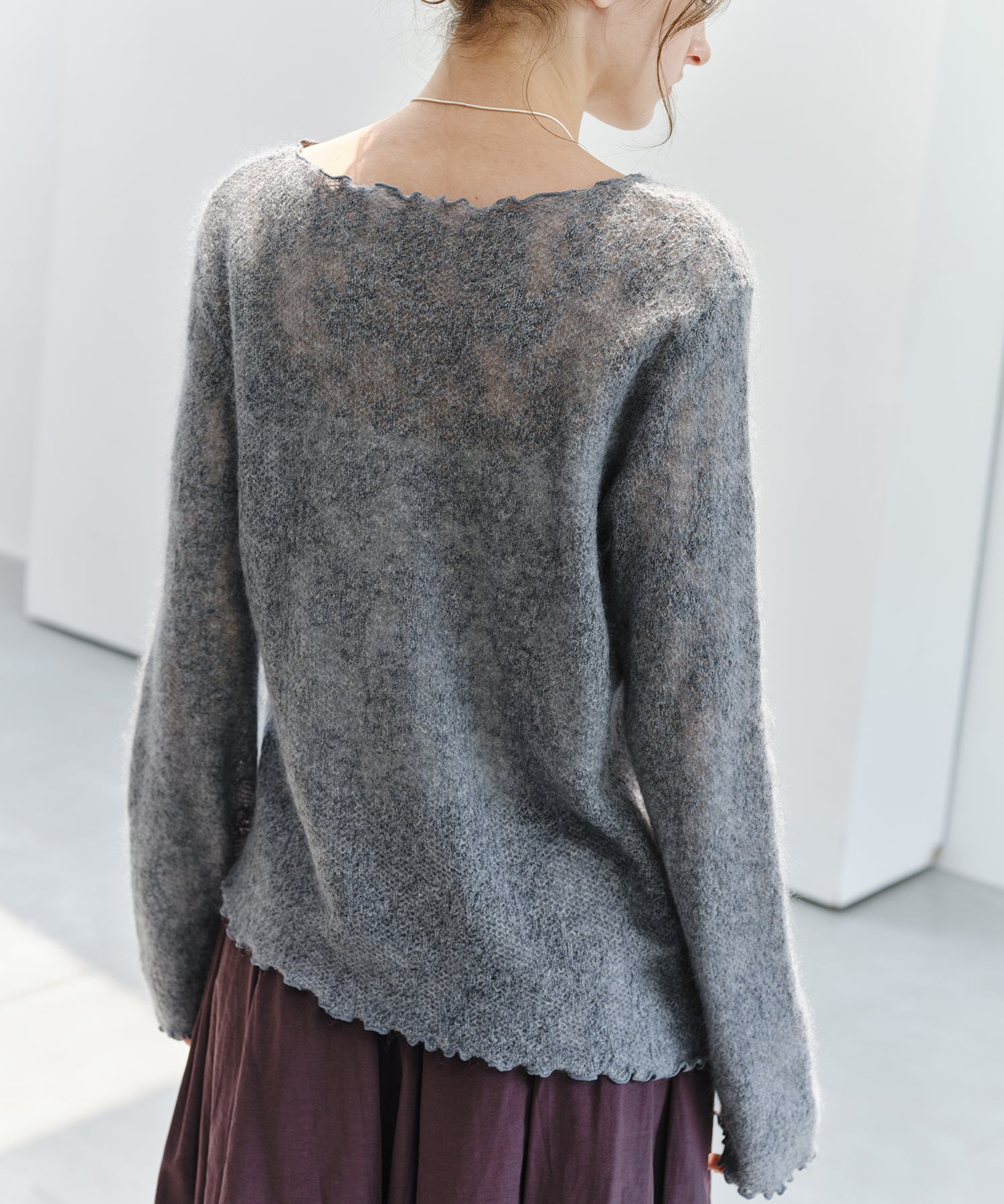 「9月下旬出荷予定」Sheer Jacquard Wool Silk Knit Top