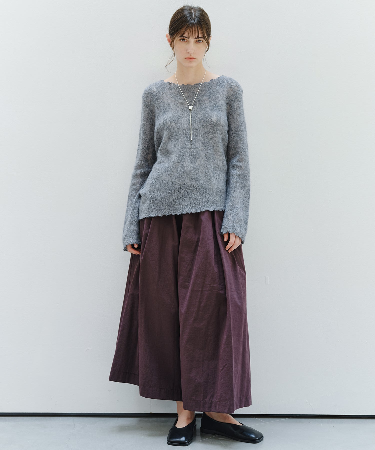 「9月下旬出荷予定」Sheer Jacquard Wool Silk Knit Top