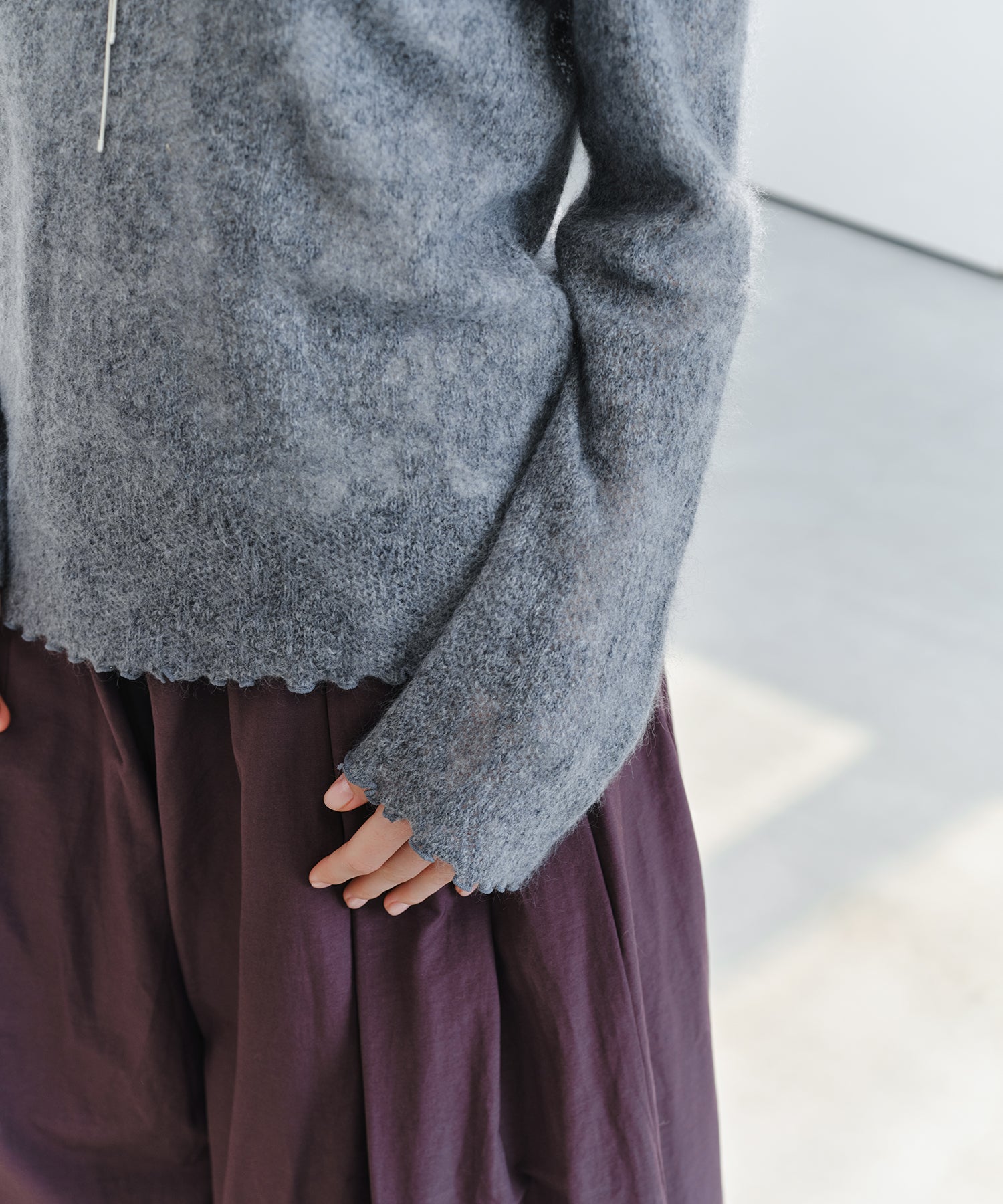 「9月下旬出荷予定」Sheer Jacquard Wool Silk Knit Top