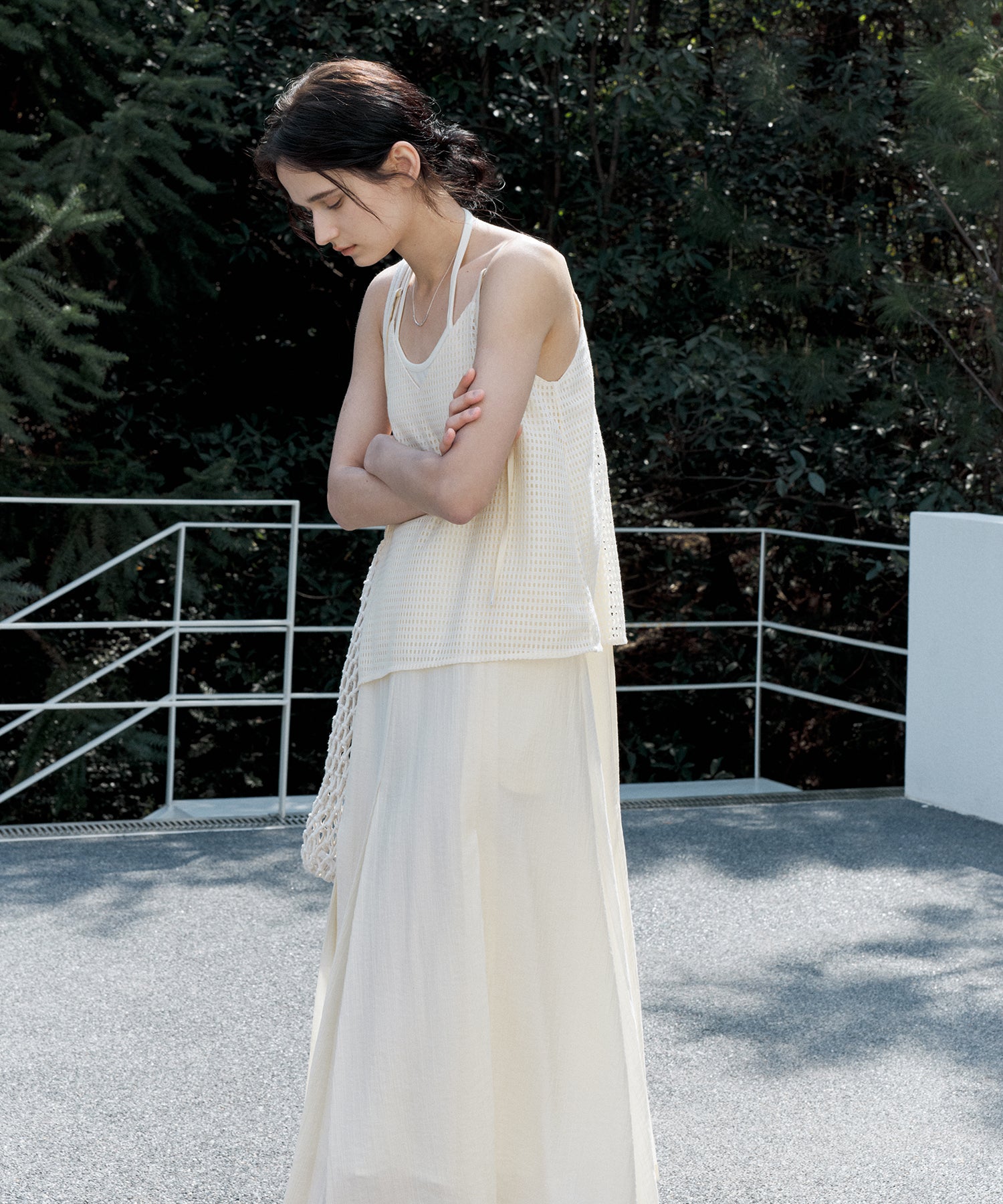 Cut-Out Layered-Look Relaxed Fit Cami Dress