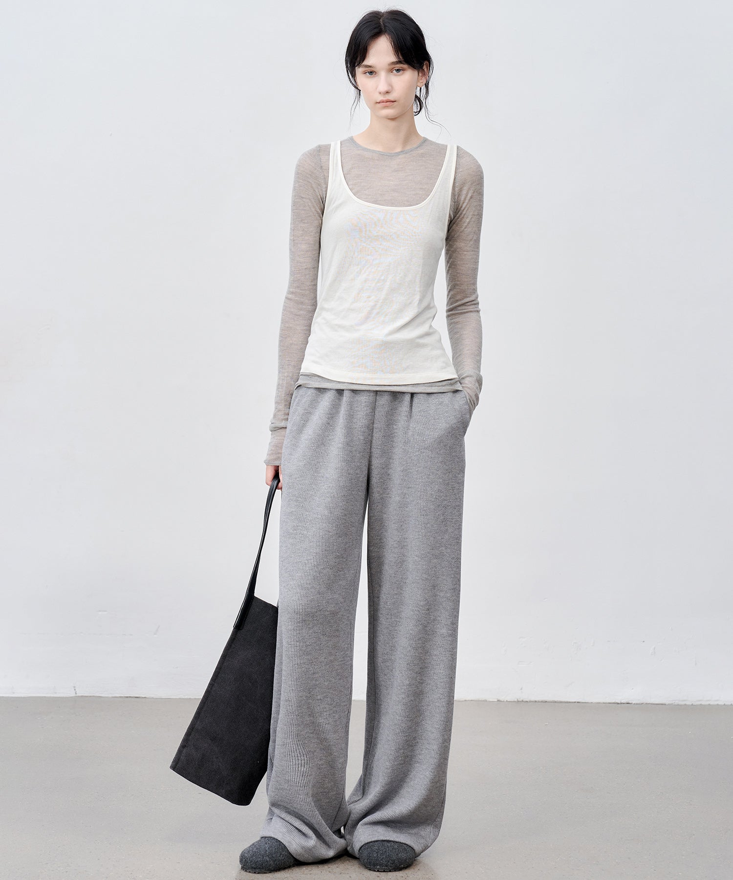 Knit Fleece Drawstring Wide Pants