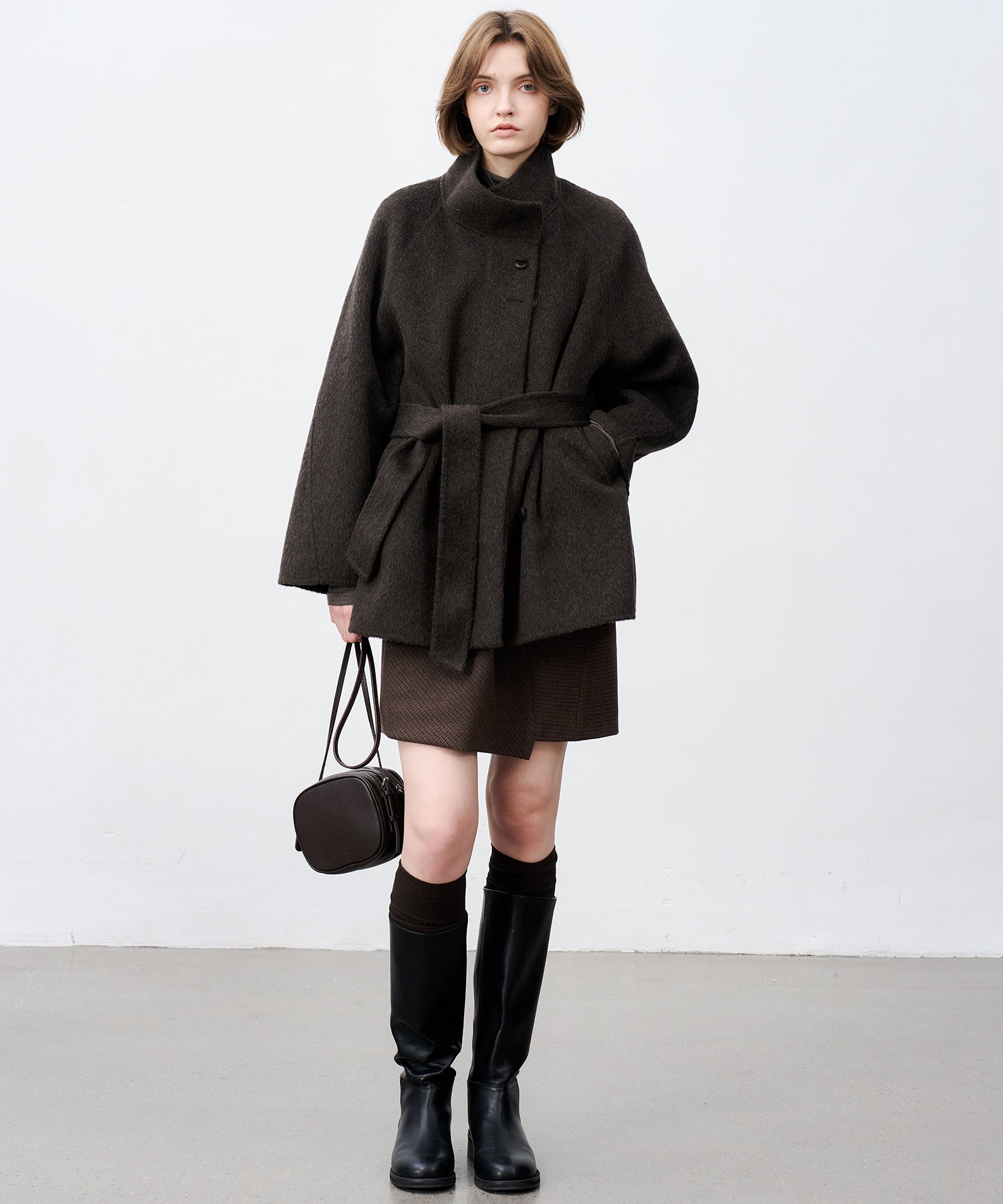 Wool Stand Collar Short Coat