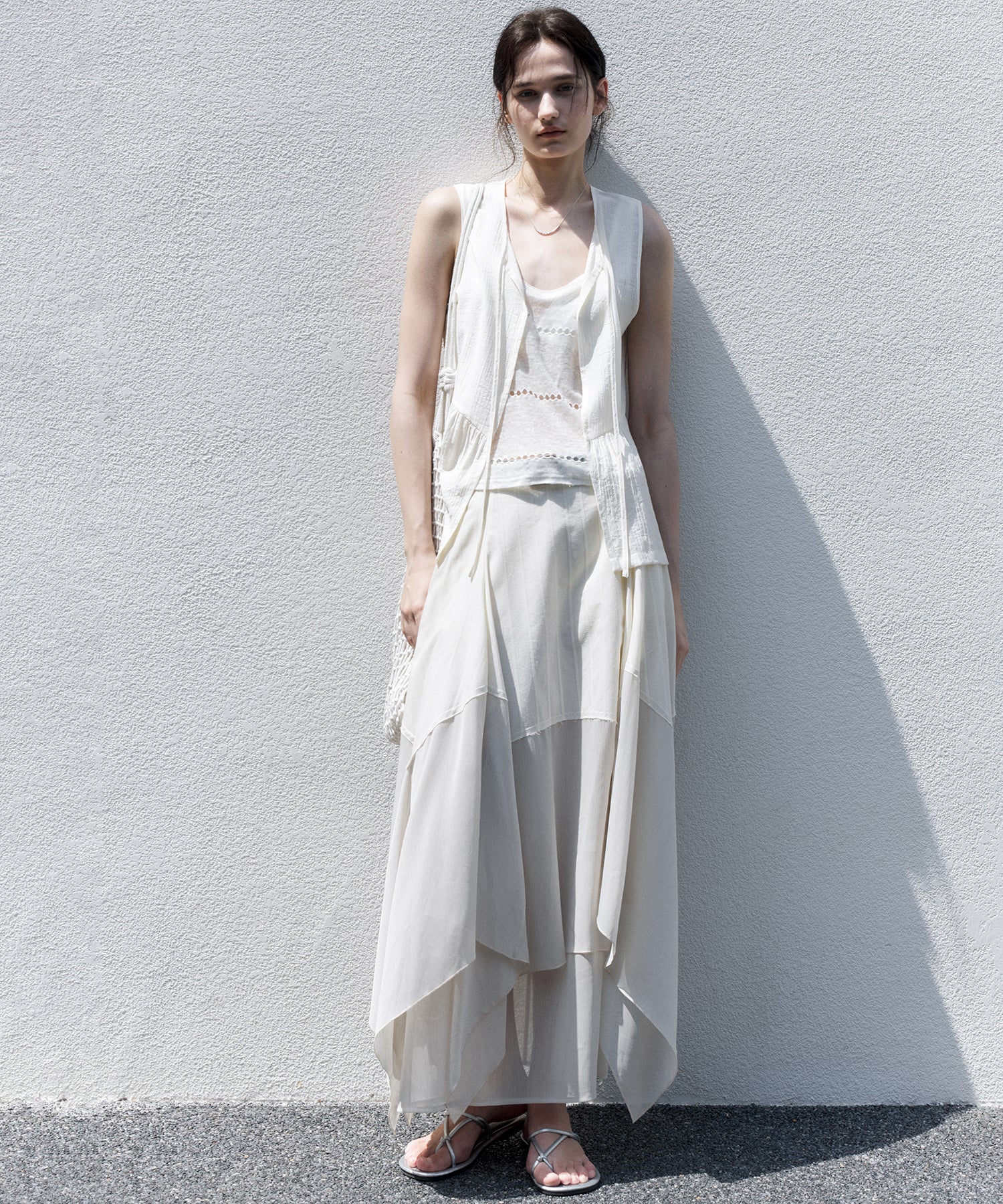 Flowy Tie Design Vest – Layered Look Summer Blouse