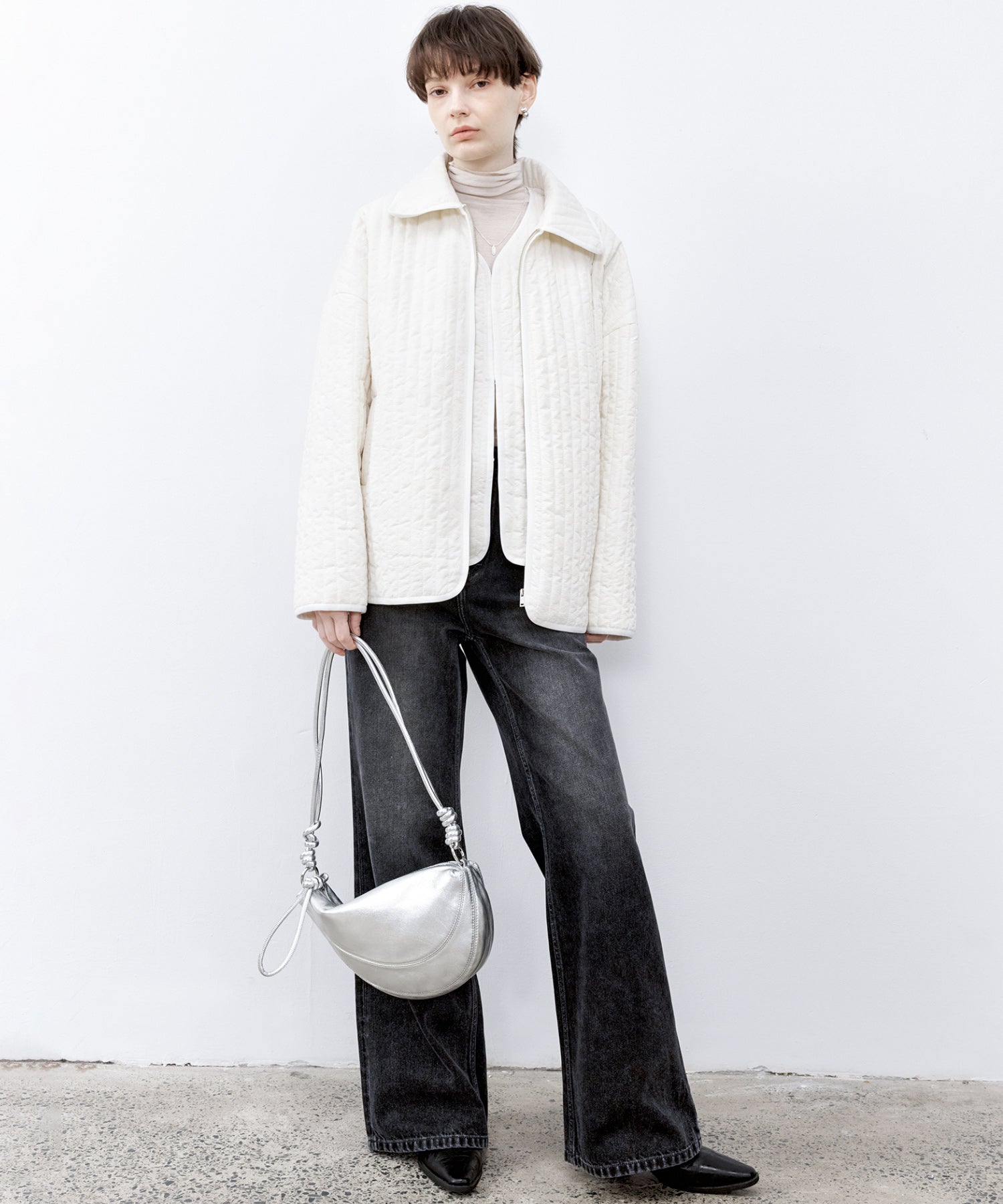 Flocked Print Quilted Jacket