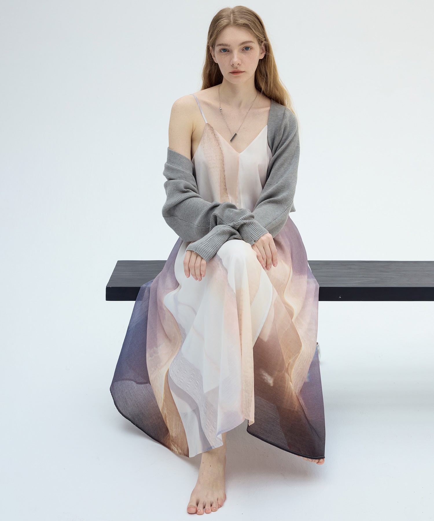 Gradient Print Flared Camisole Dress