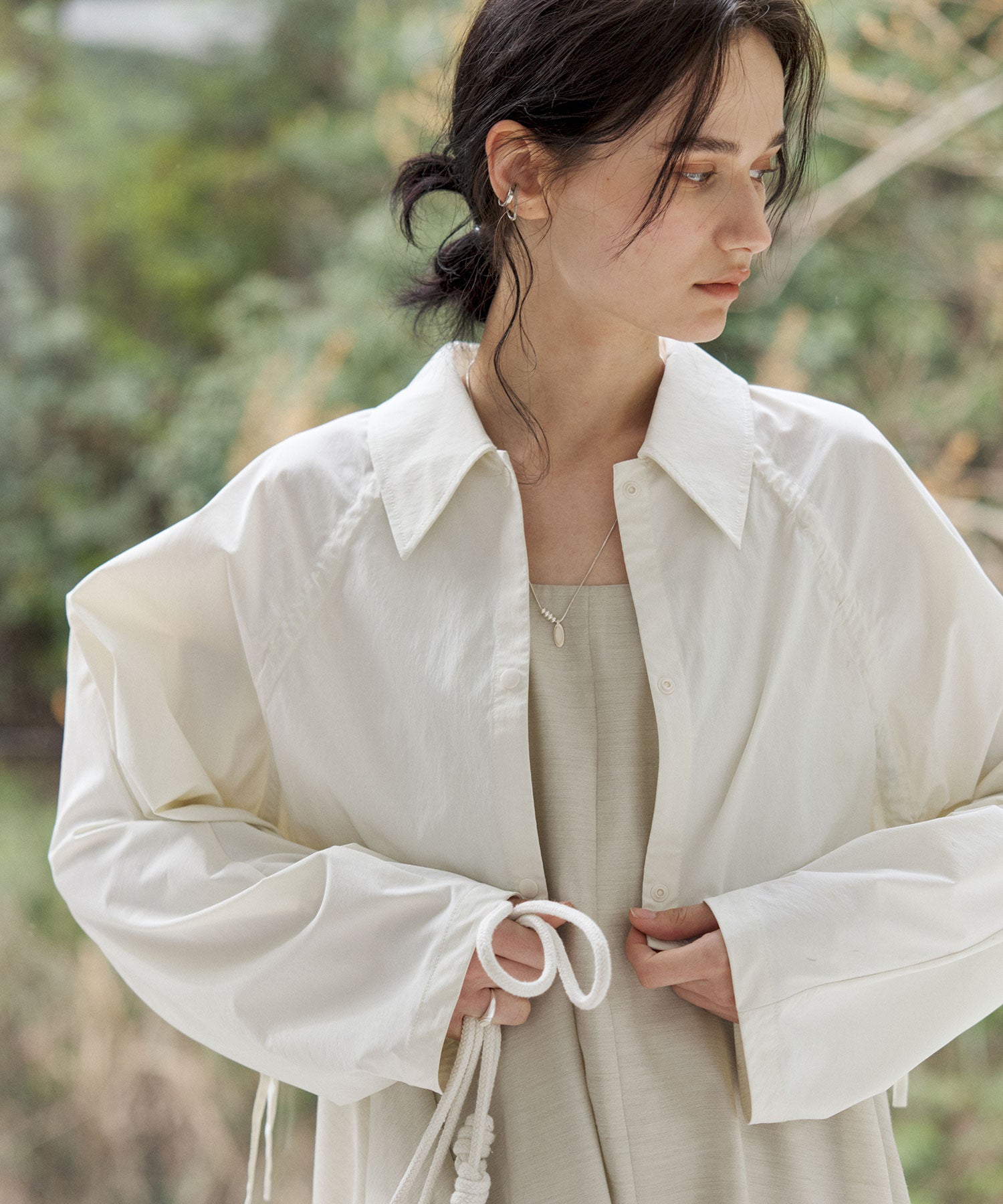 UV-blocking Back Drawstring Gather Cropped Light Jacket