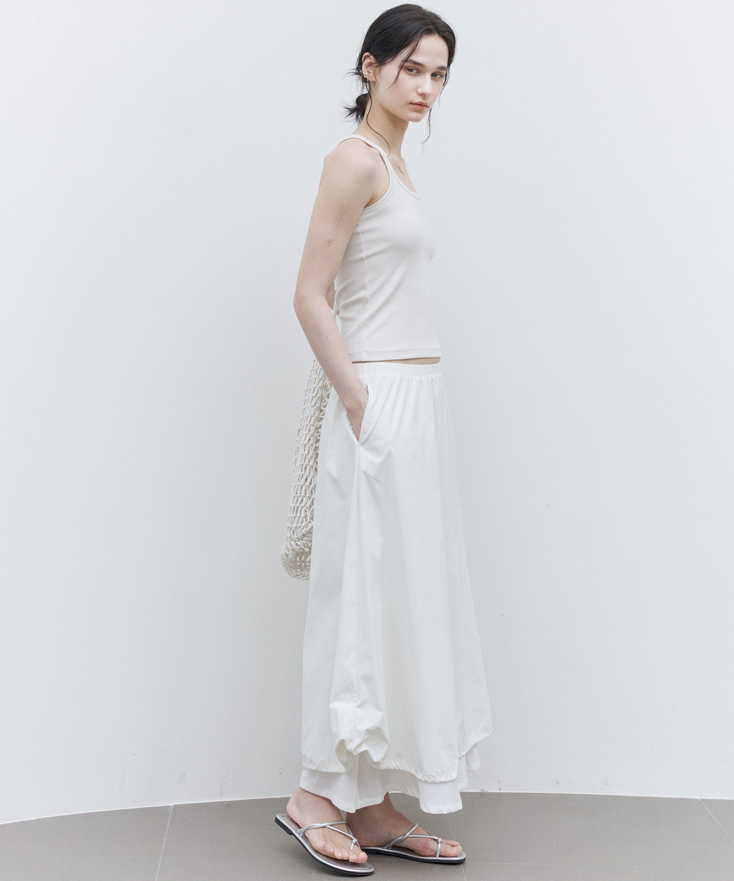 UV 보호 A-Line Drawstring Long Skirt