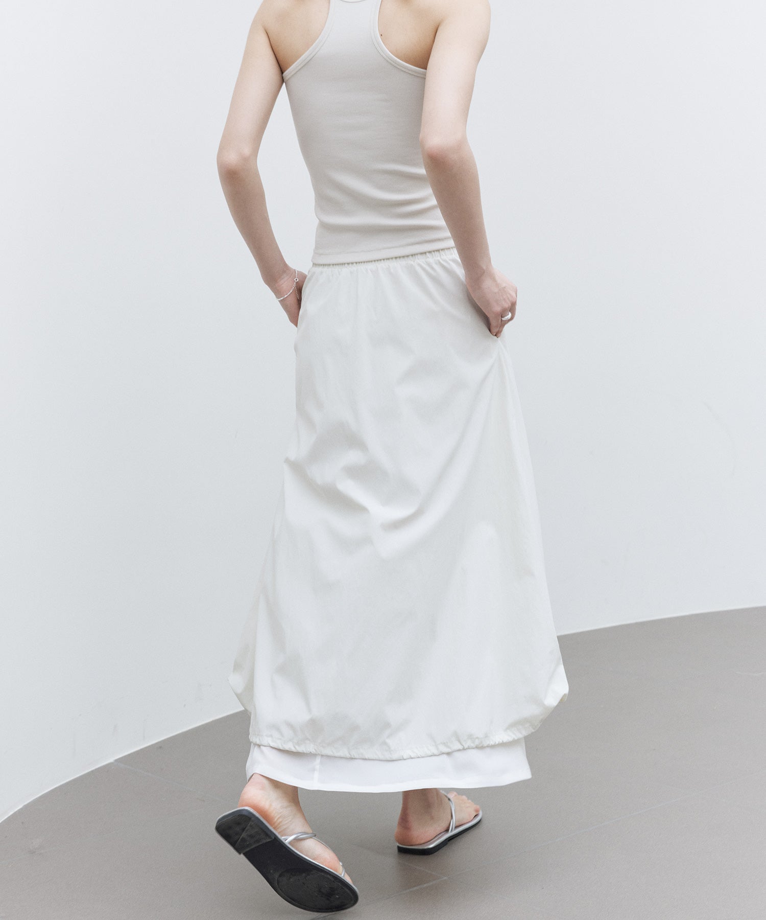 UV 보호 A-Line Drawstring Long Skirt