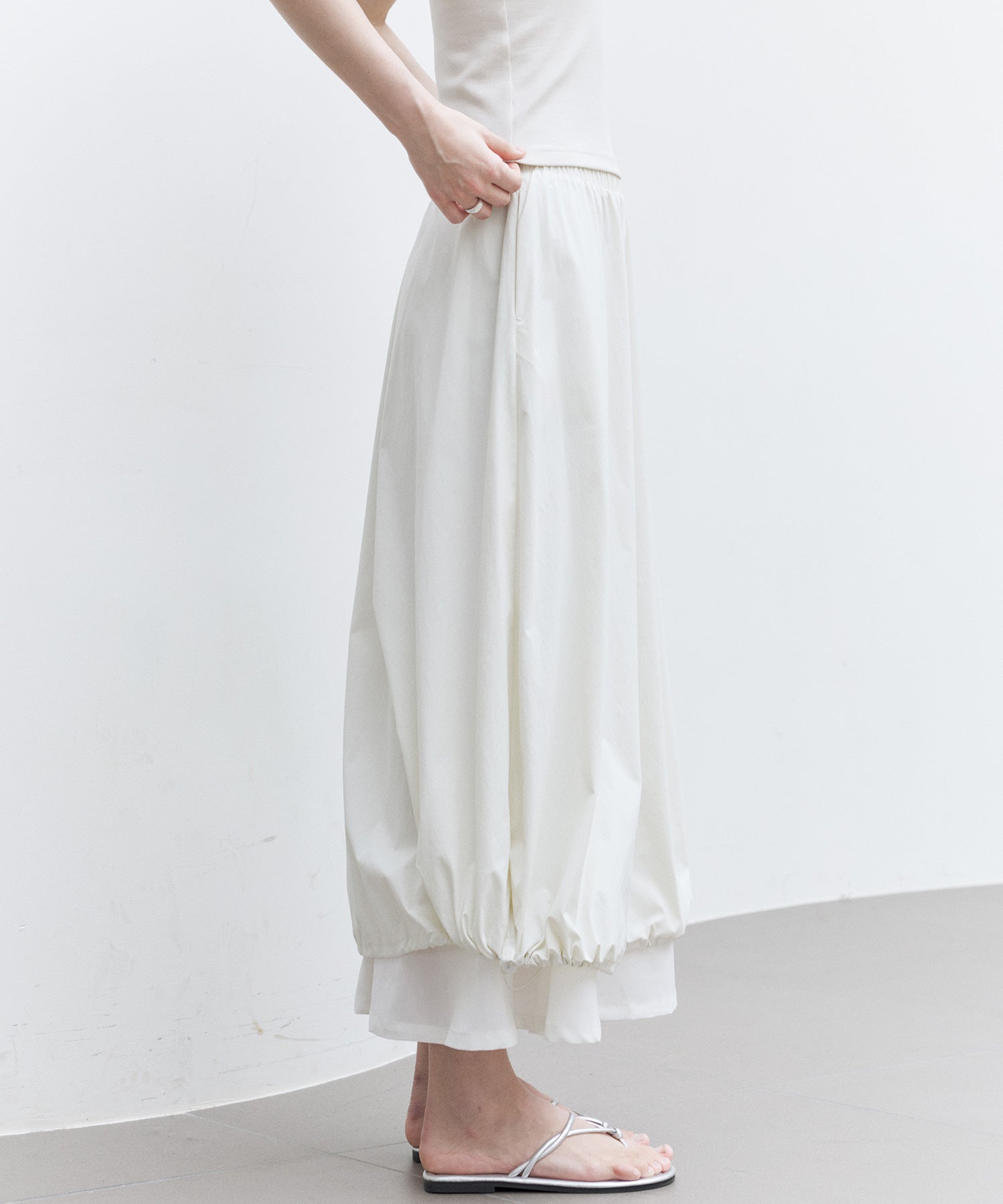 UV 보호 A-Line Drawstring Long Skirt