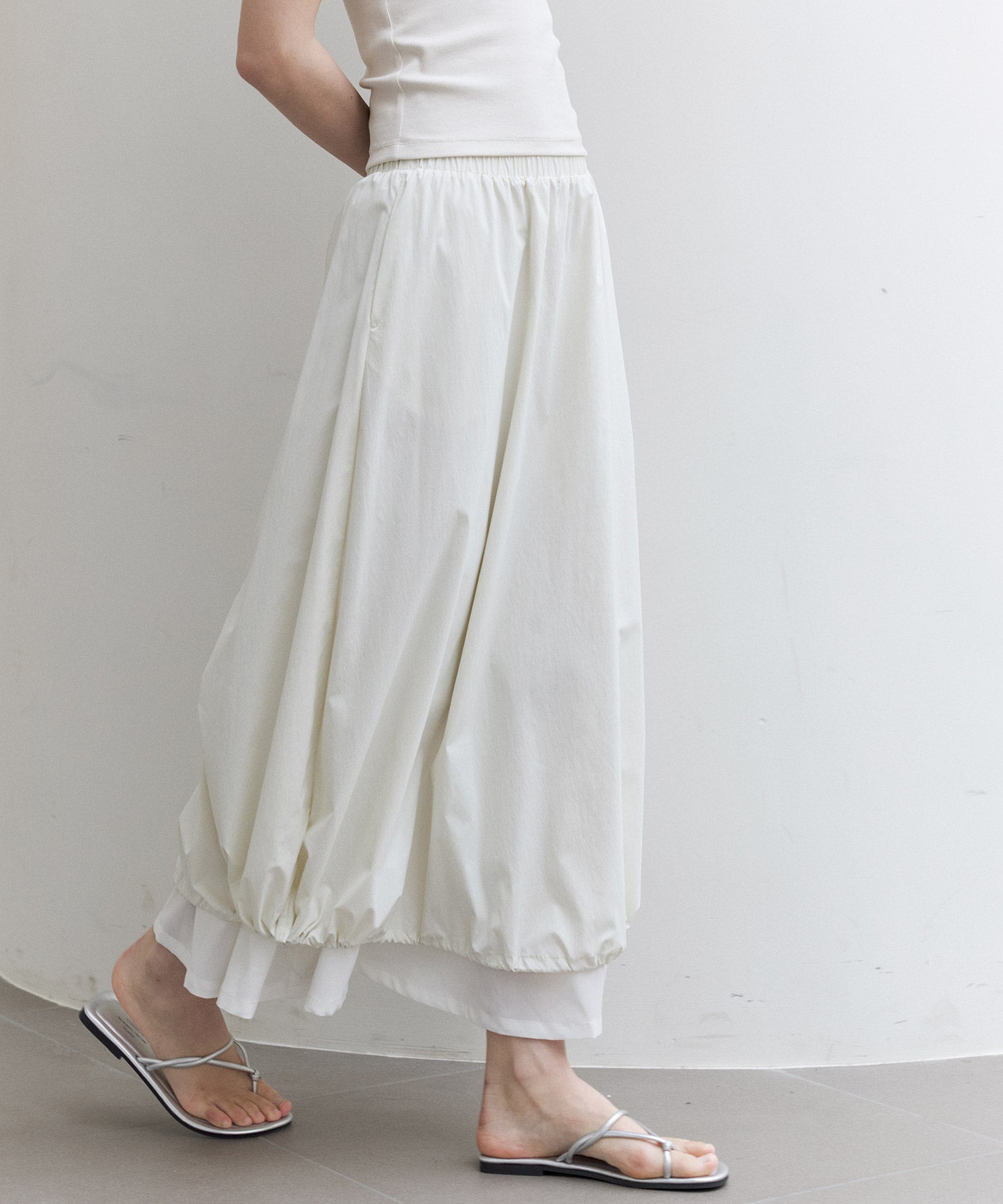 UV 보호 A-Line Drawstring Long Skirt