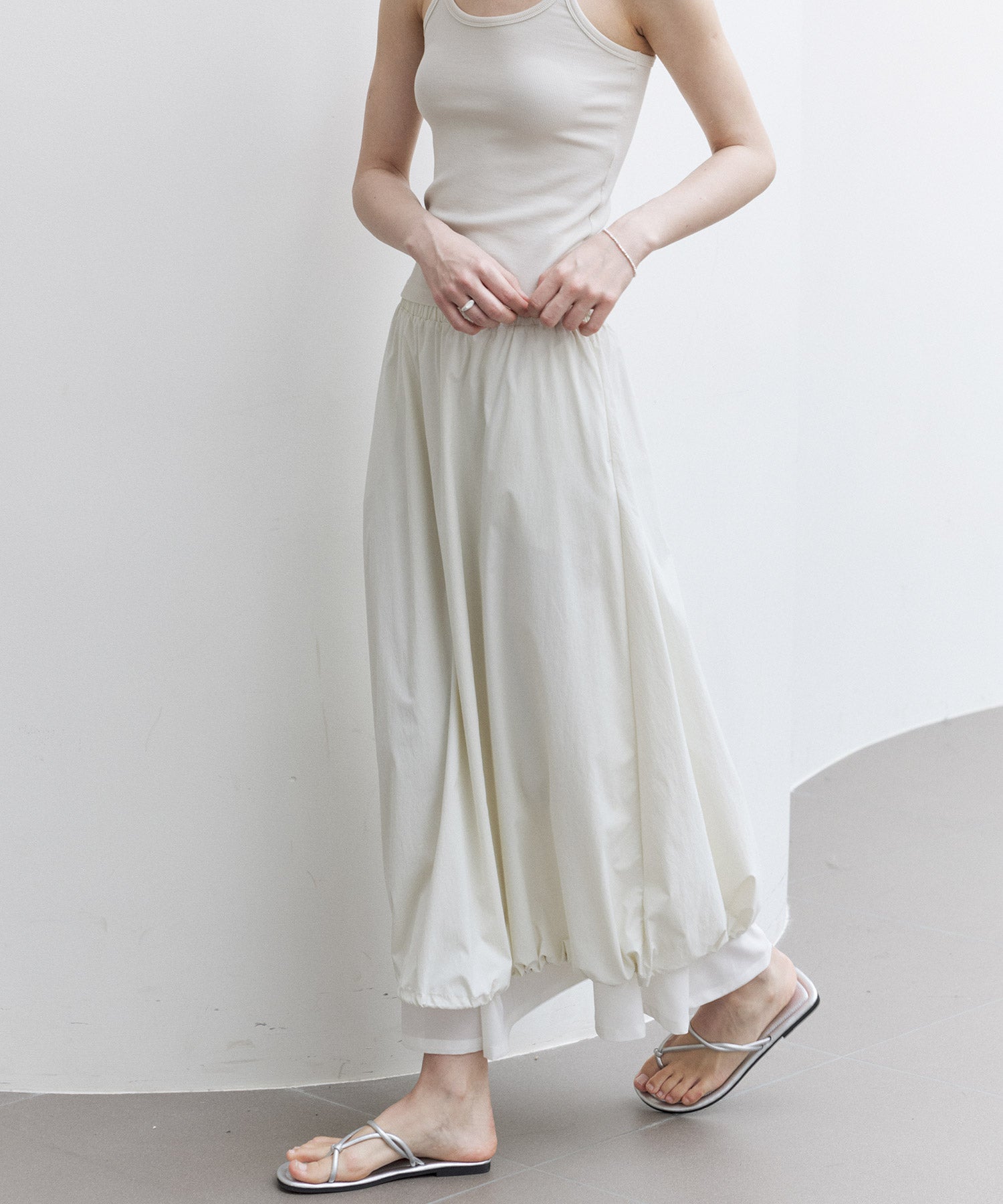 UV 보호 A-Line Drawstring Long Skirt