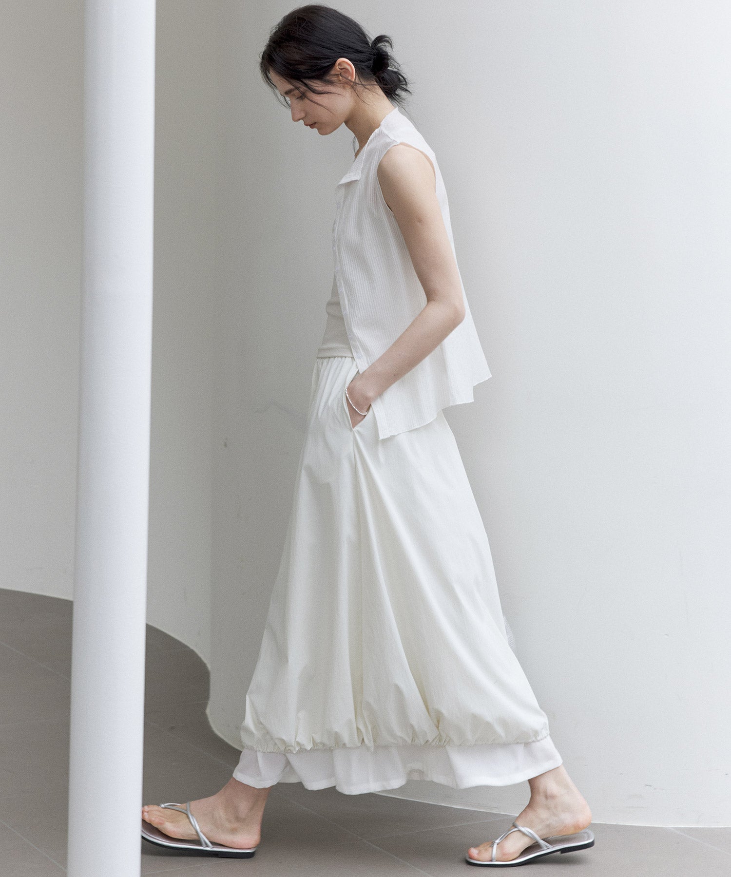 UV 보호 A-Line Drawstring Long Skirt
