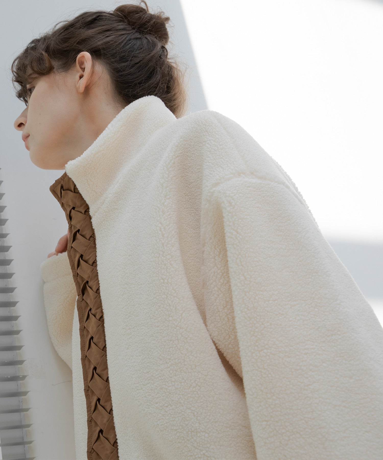 Center Line Knit Soft Boa Jacket