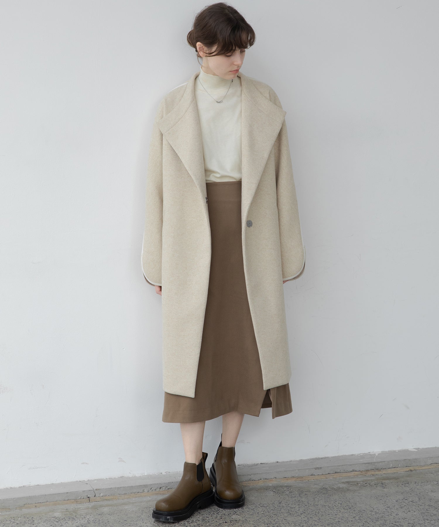 Color scheme stitch wrap design semi-flare skirt