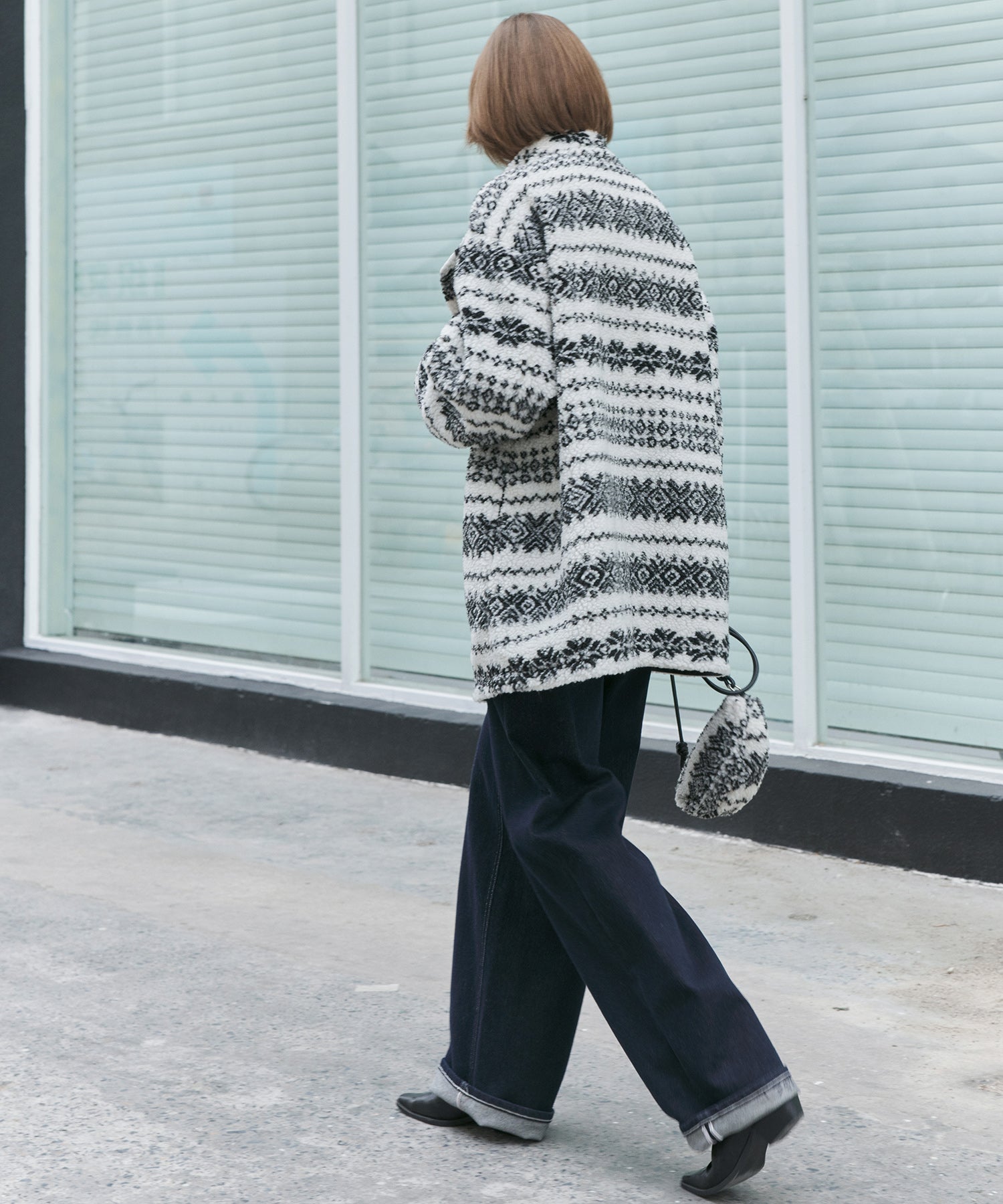 Fair Isle Relaxed Fit Fleece Jacket