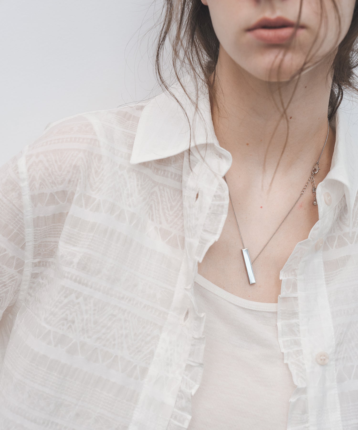 Airy Lace Jacquard Frill Shirt