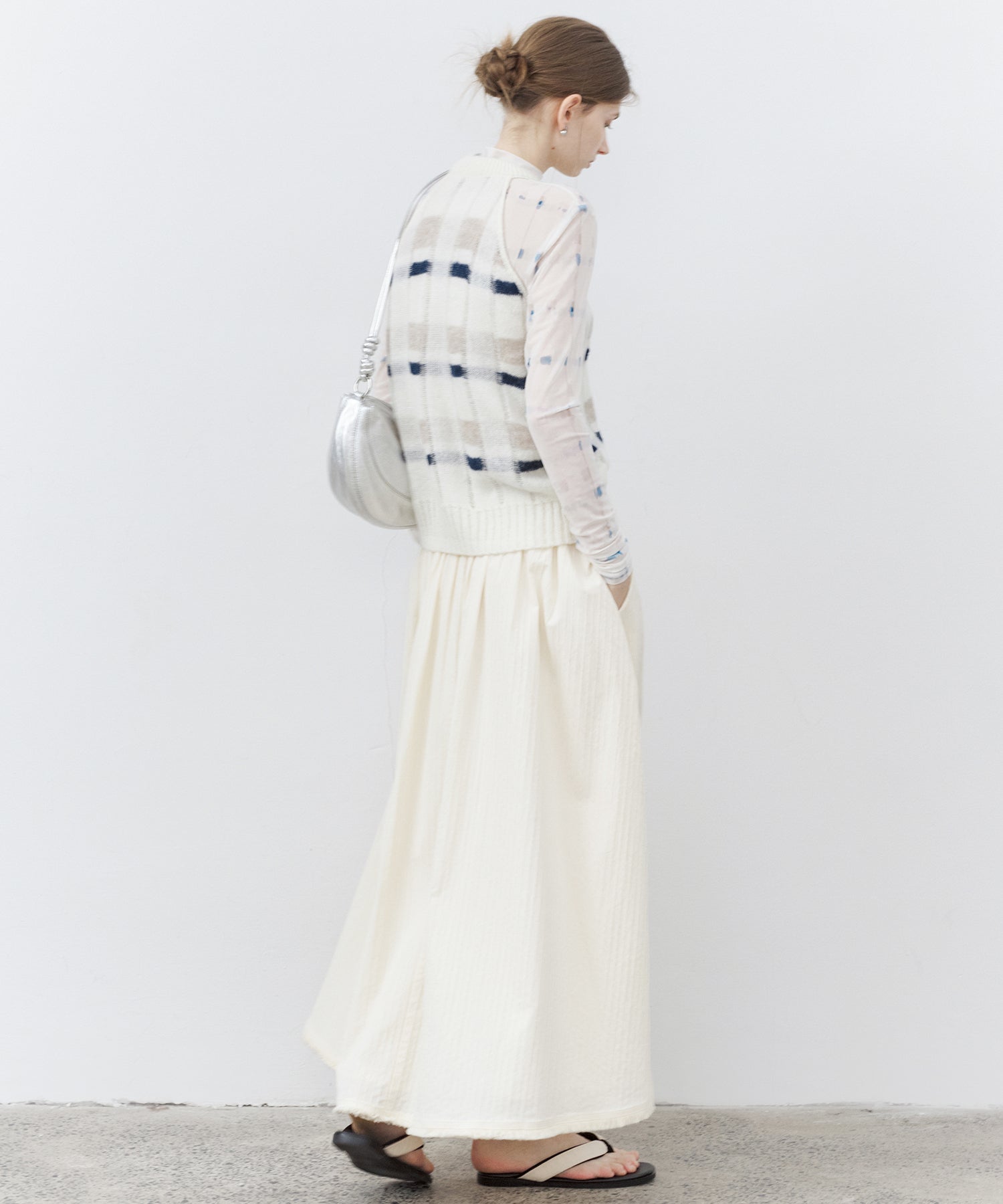 Check Jacquard V-Neck Knit Vest