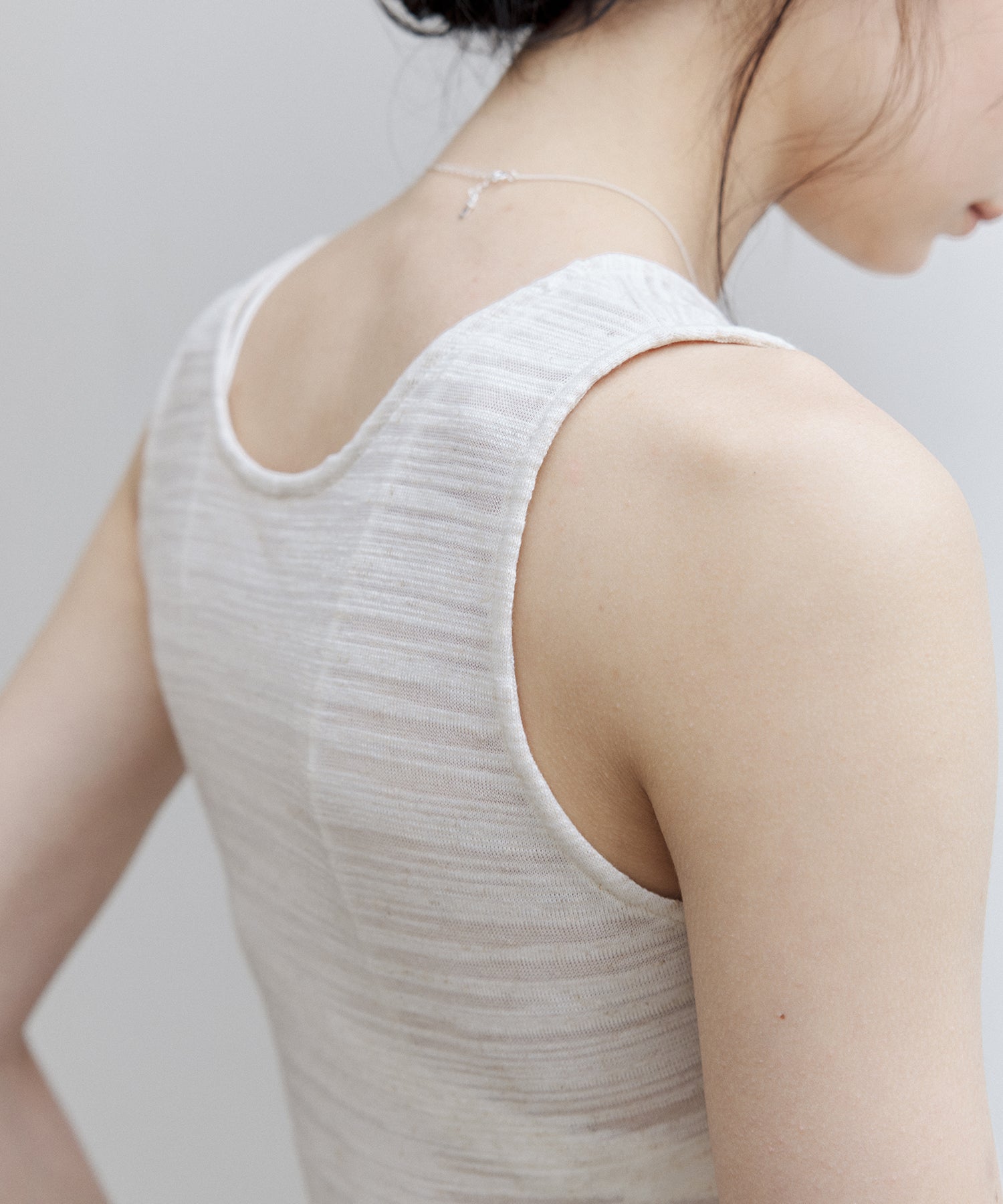 Asymmetric Gather Linen Blend Tank Top