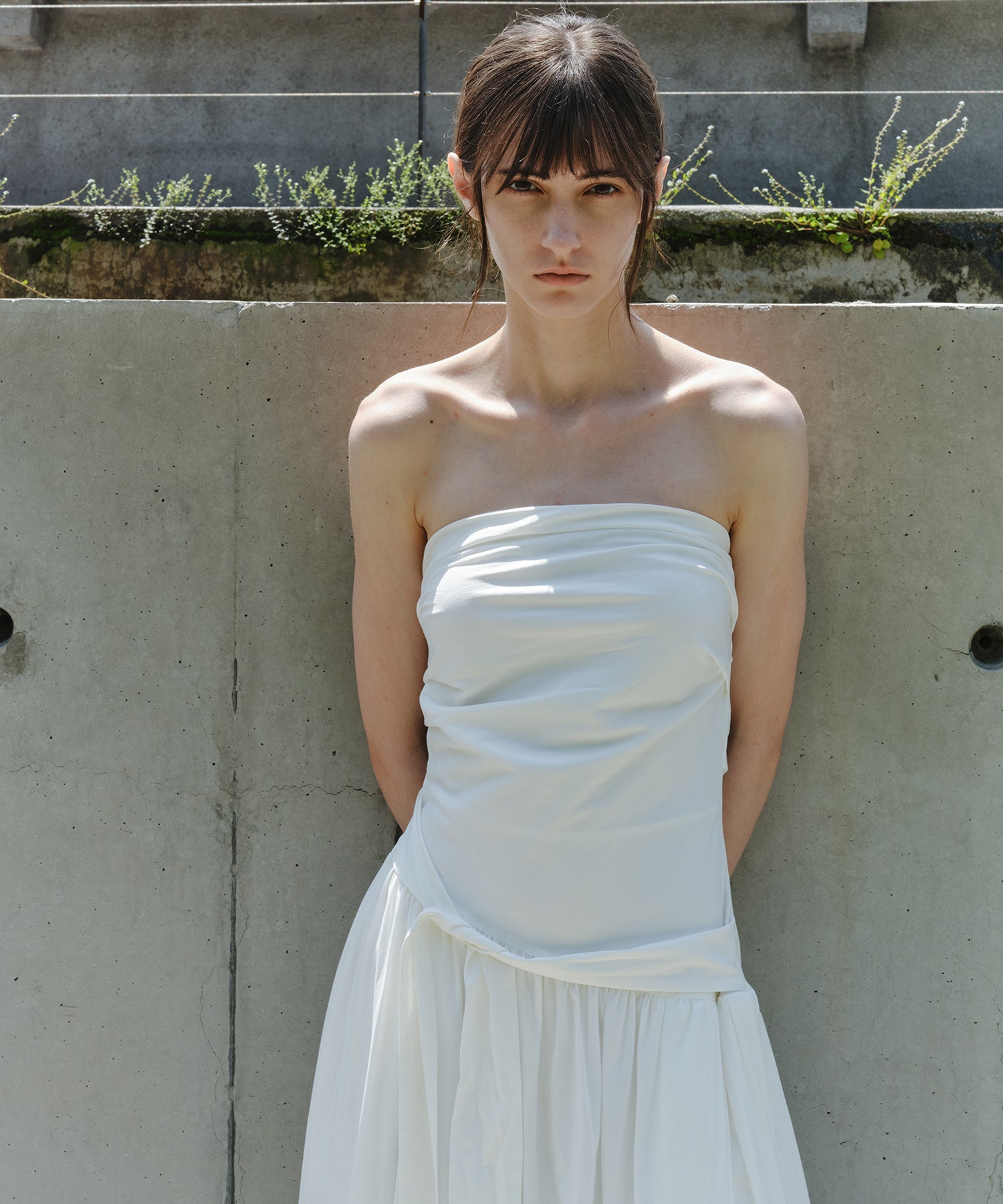 「8月中旬～下旬出荷」Side Tie Draped Strapless Long Dress