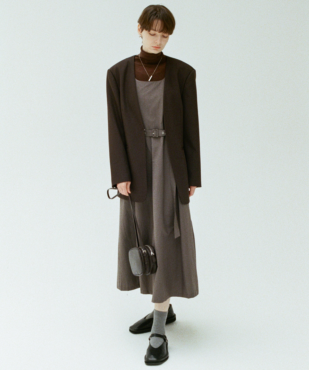 Collarless Oversized Tailored Jacket