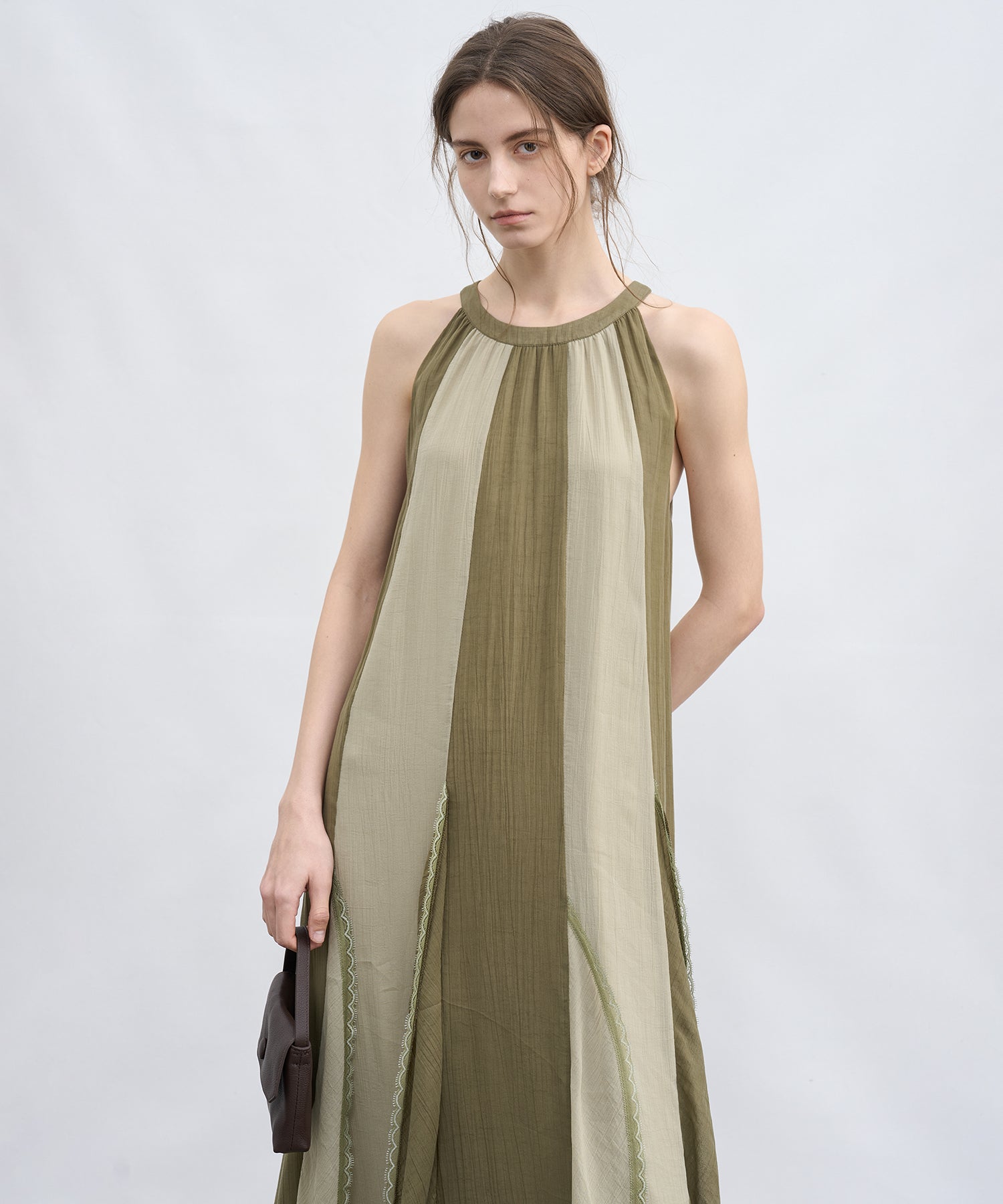 「6月上旬～中旬出荷」Color Block Layered Sleeveless Dress