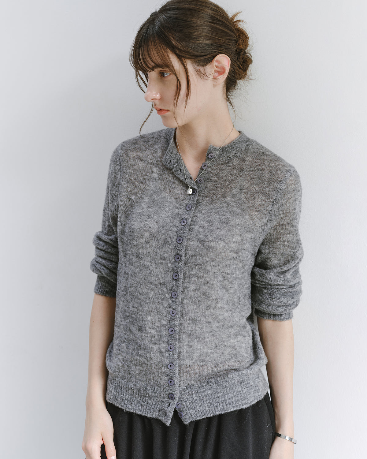 「10月下旬出荷予定」Melange Wool-Blend Multi Button Knit Cardigan
