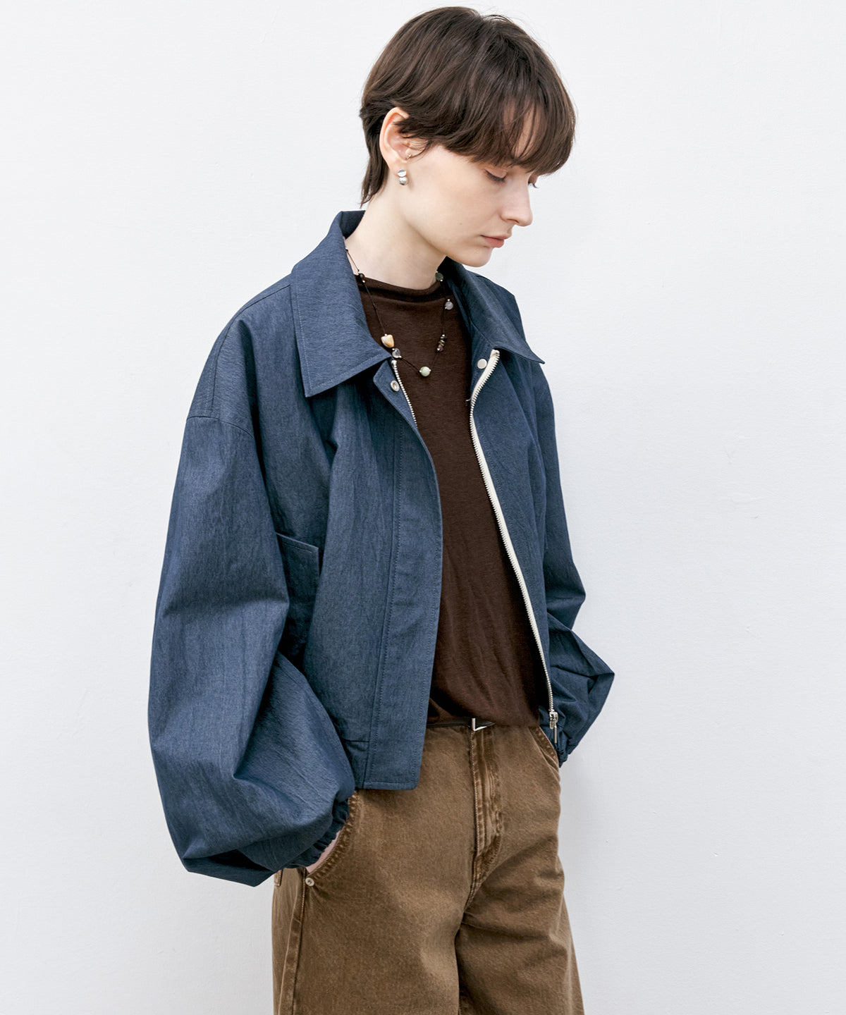 Balloon Sleeve Cropped Blouson