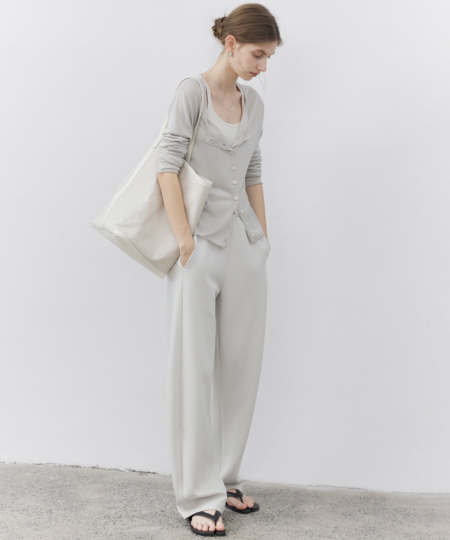Curved Silhouette Jersey Wide Pants