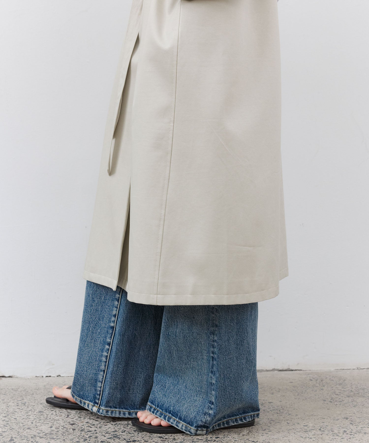 Drawstring Waist Relaxed Fit Long Coat