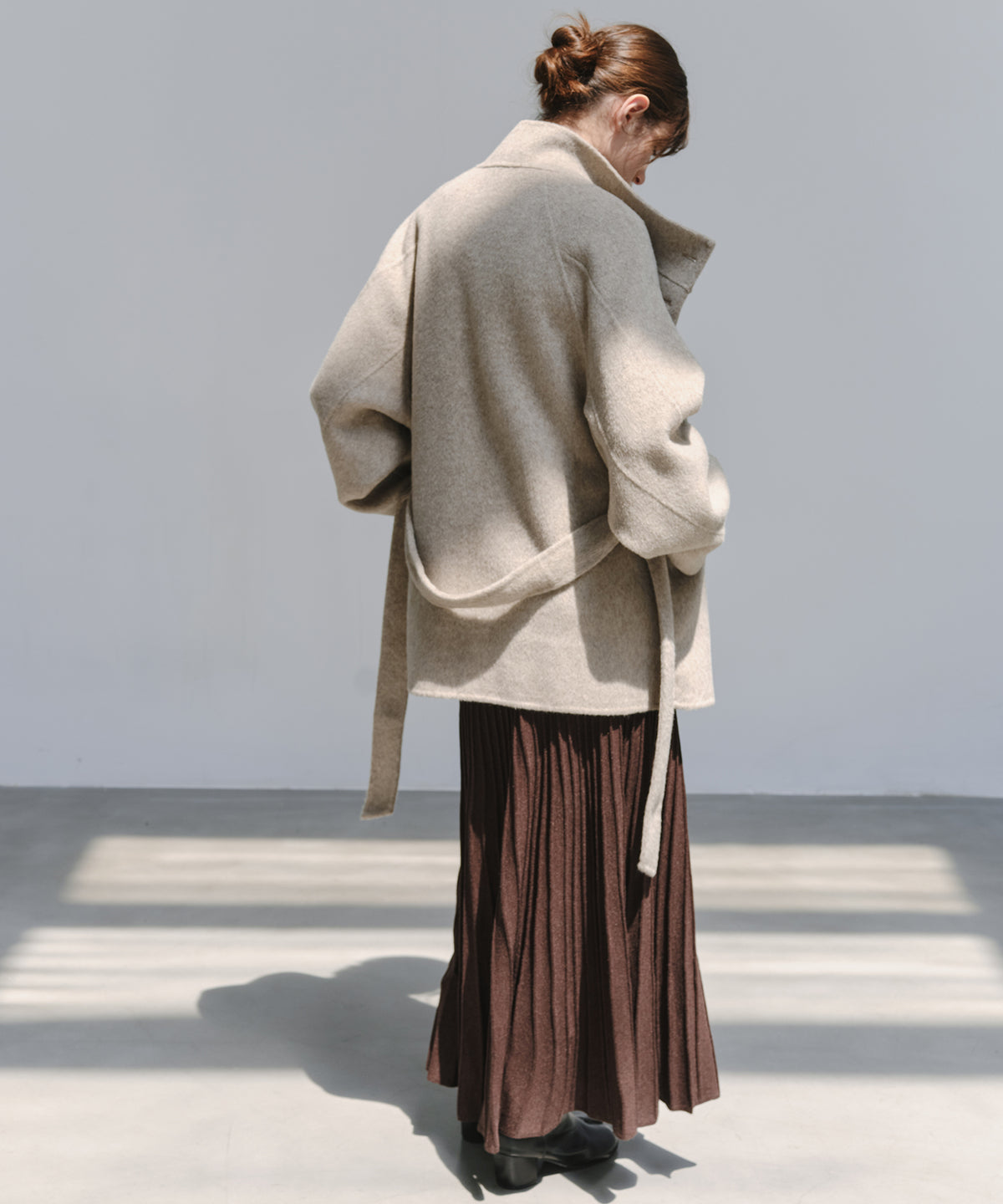 「10月下旬出荷予定」Wool-Silk Blend Pleated Knit Skirt