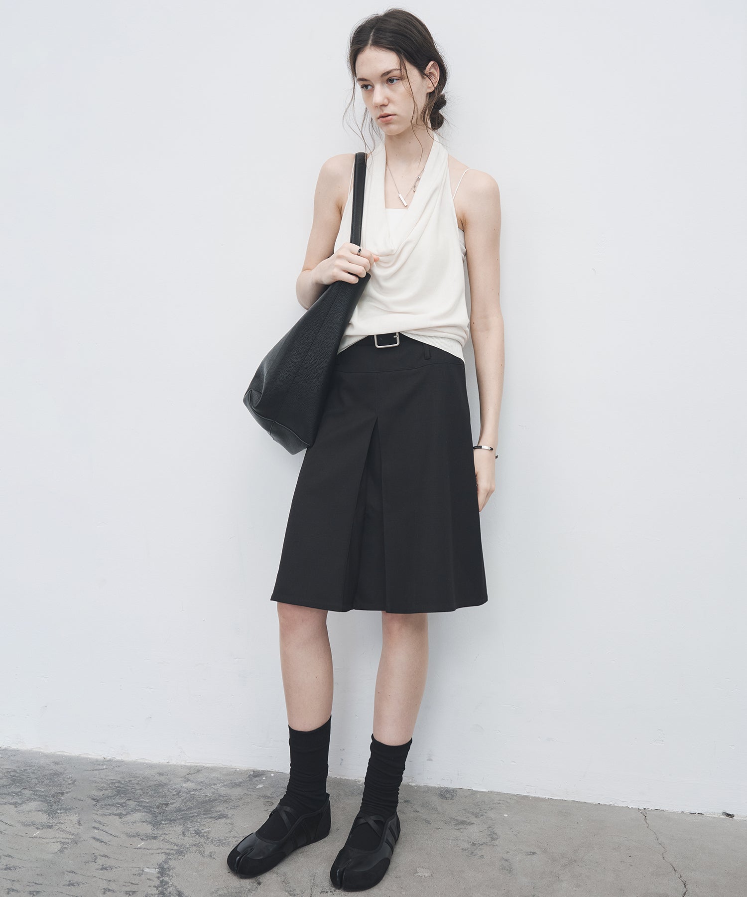 2-Way Tuck Pleated Midi Skirt