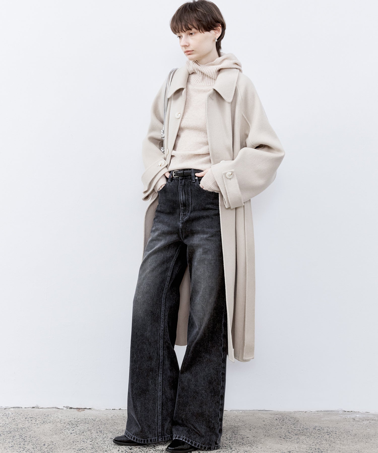 Raglan Sleeves Oversized Double-Faced Wool Coat