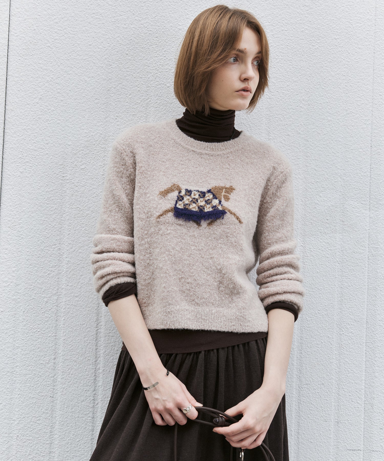 Pony Jacquard Crewneck Knit Sweater