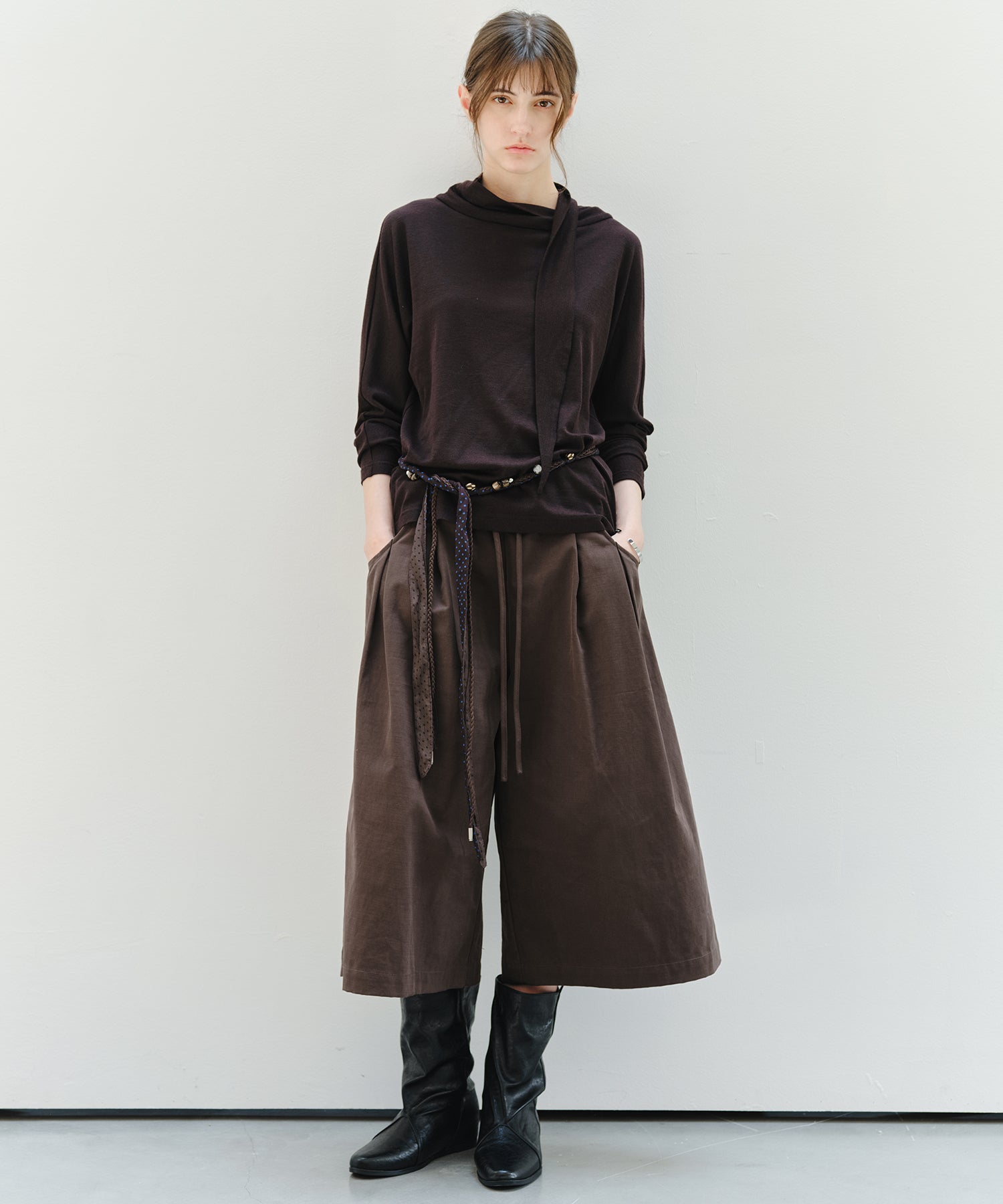 「9月下旬出荷予定」Drawstring Waist Wide Midi Pants